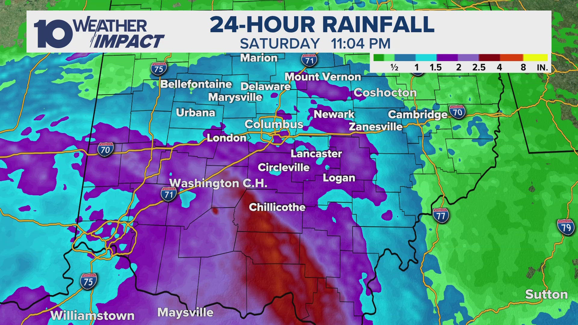 Helene dropped flooding rains and damaging winds all around Ohio on Friday. Here's a look at some of the numbers.