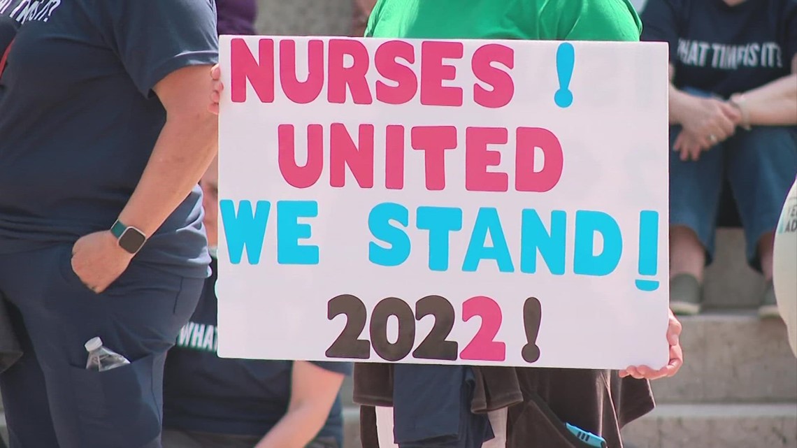 Hundreds of nurses rally at statehouse to demand change