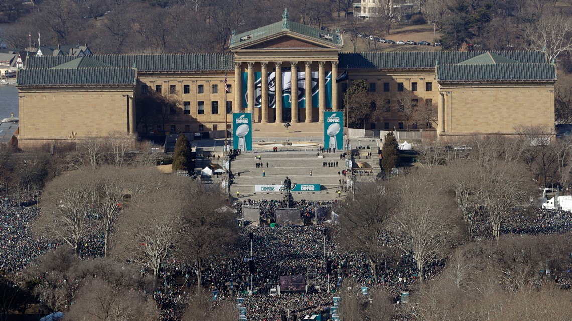 Philadelphia fans celebrate Super Bowl with emotional rally