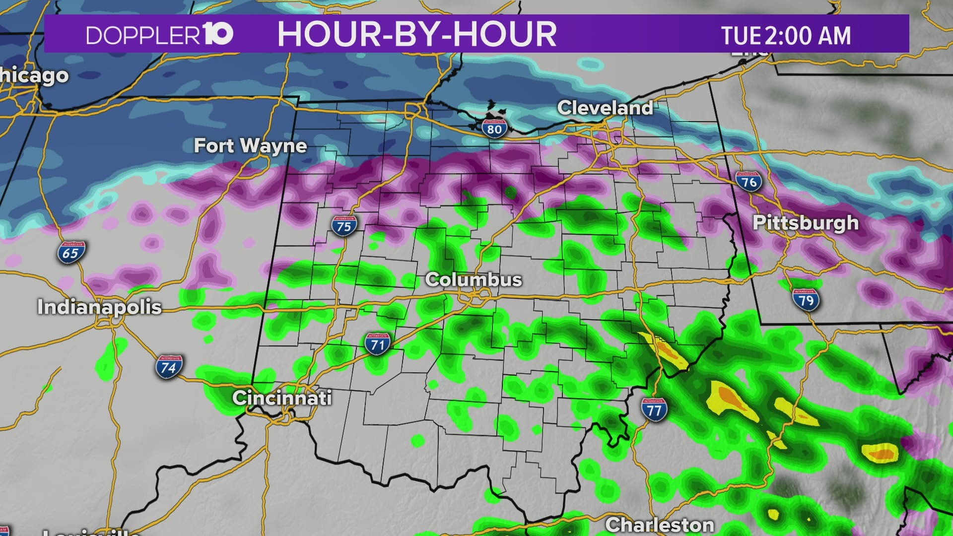 The freezing rain will turn to rain as the night moves on.