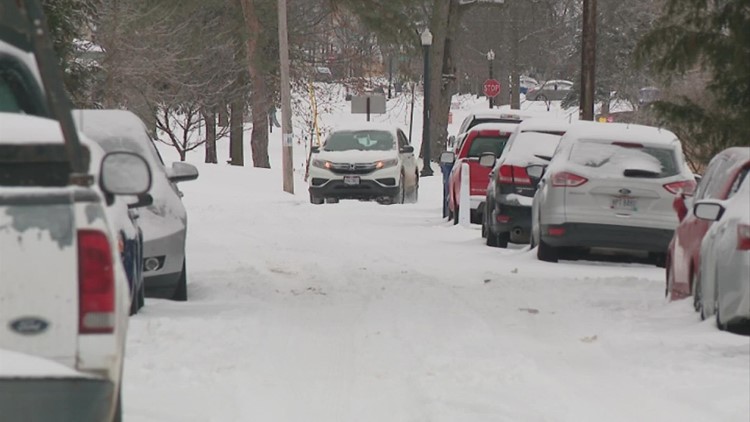 When will snowplows reach residential streets in Columbus?