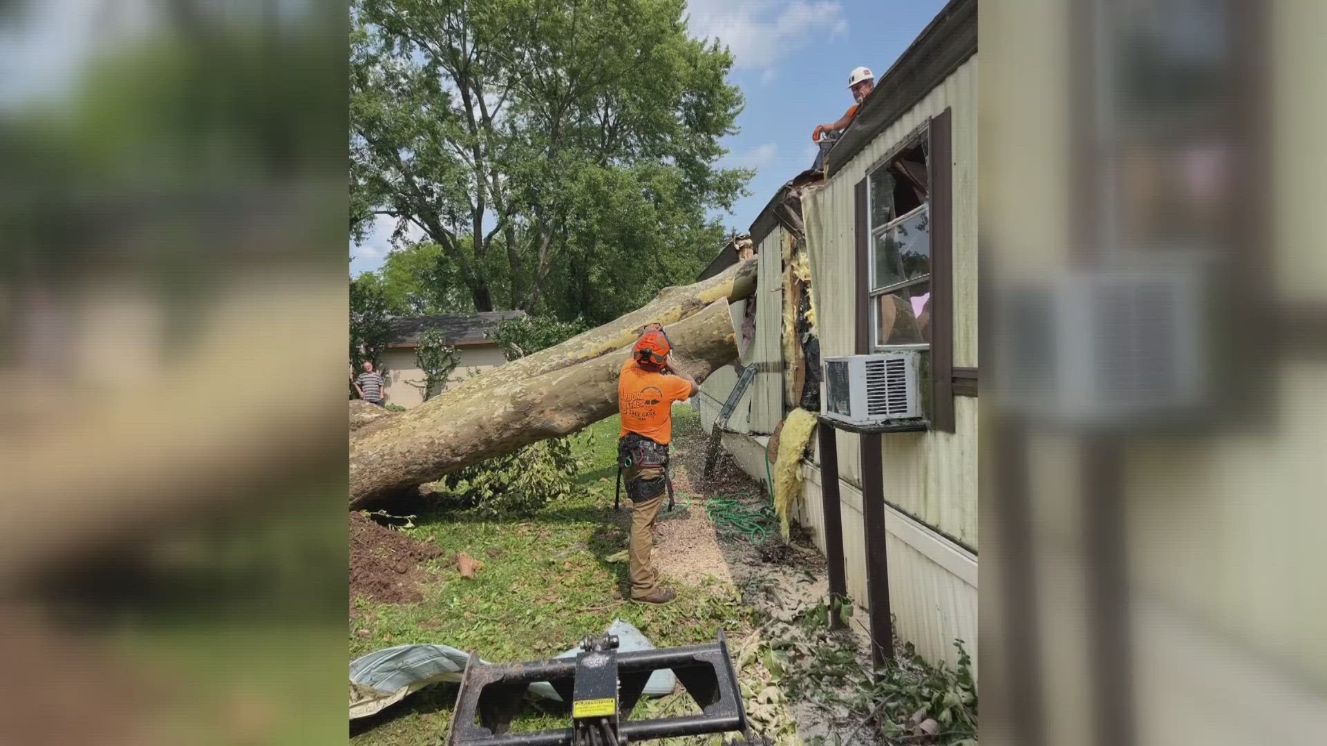 David Wentz says the storm damaged the foundation to his home, and uprooted a tree that collapsed on his next door neighbor’s mobile home, making it uninhabitable.