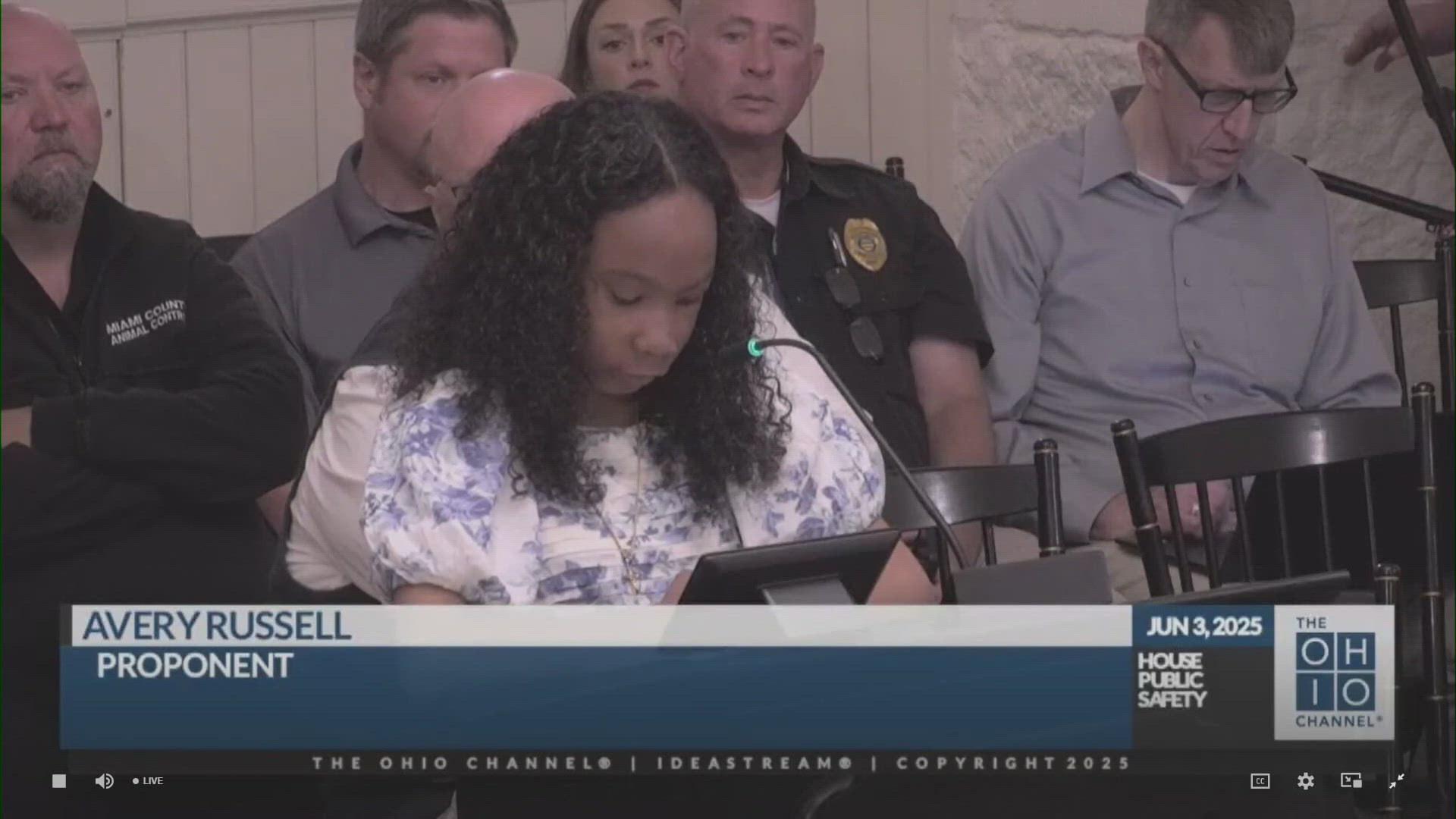 Avery Russell, who was attacked by a dog in her neighborhood, testified at the Ohio Statehouse on Tuesday.
