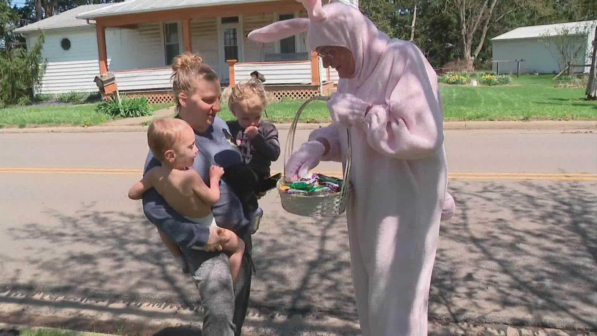 Joe Farmer of Baltimore, Ohio, hasn't missed dressing up as the Easter Bunny for 20 years.