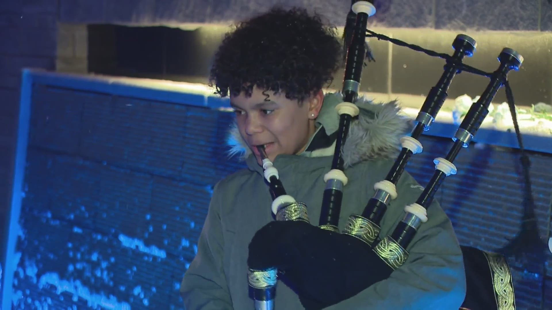 Genoa Middle School student plays bagpipes for fallen Westerville