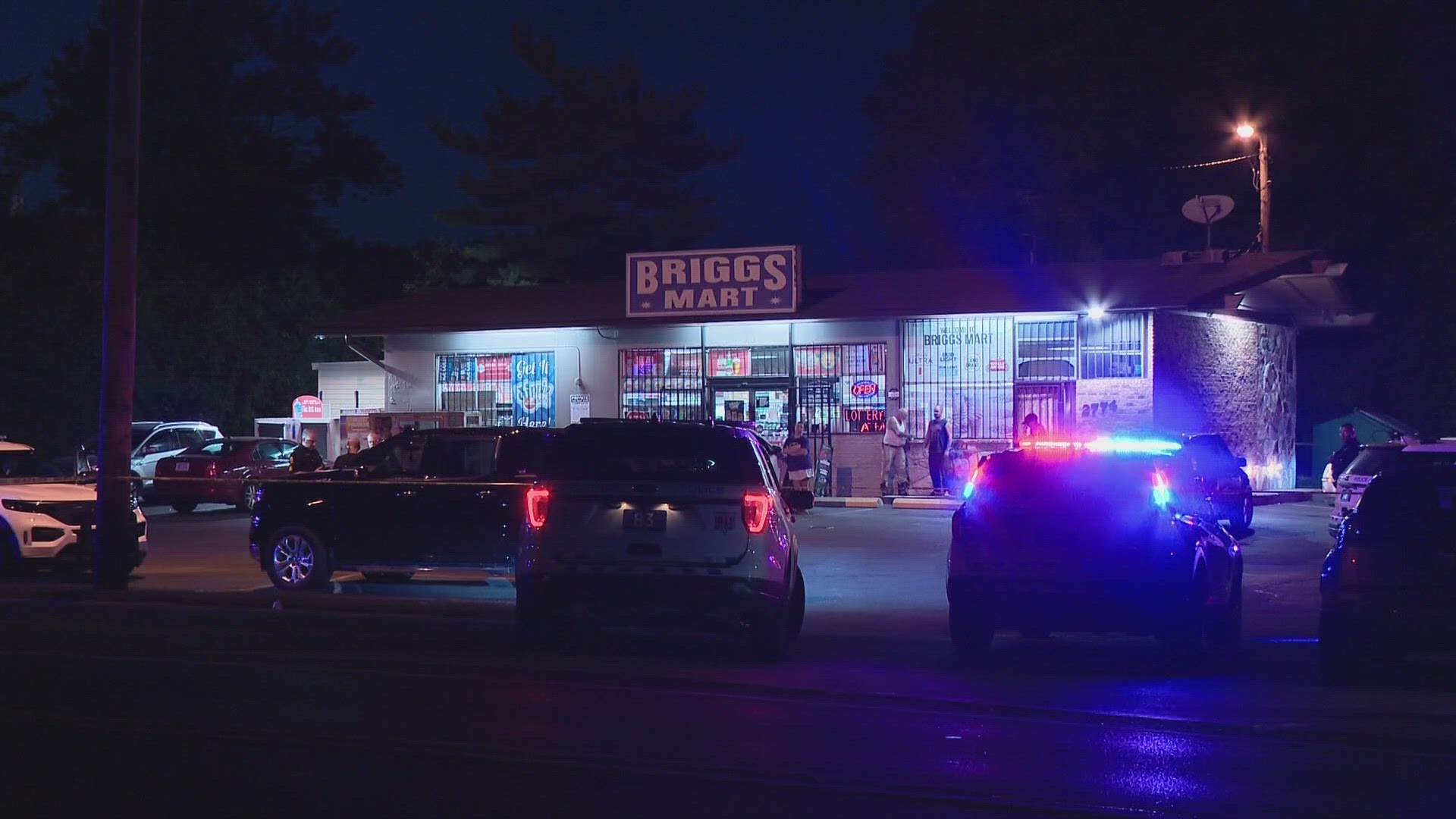 Police were called on a report of a shooting around 7:20 p.m. to Briggs Mart, located at 2774 Briggs Rd., near the Hilltop.