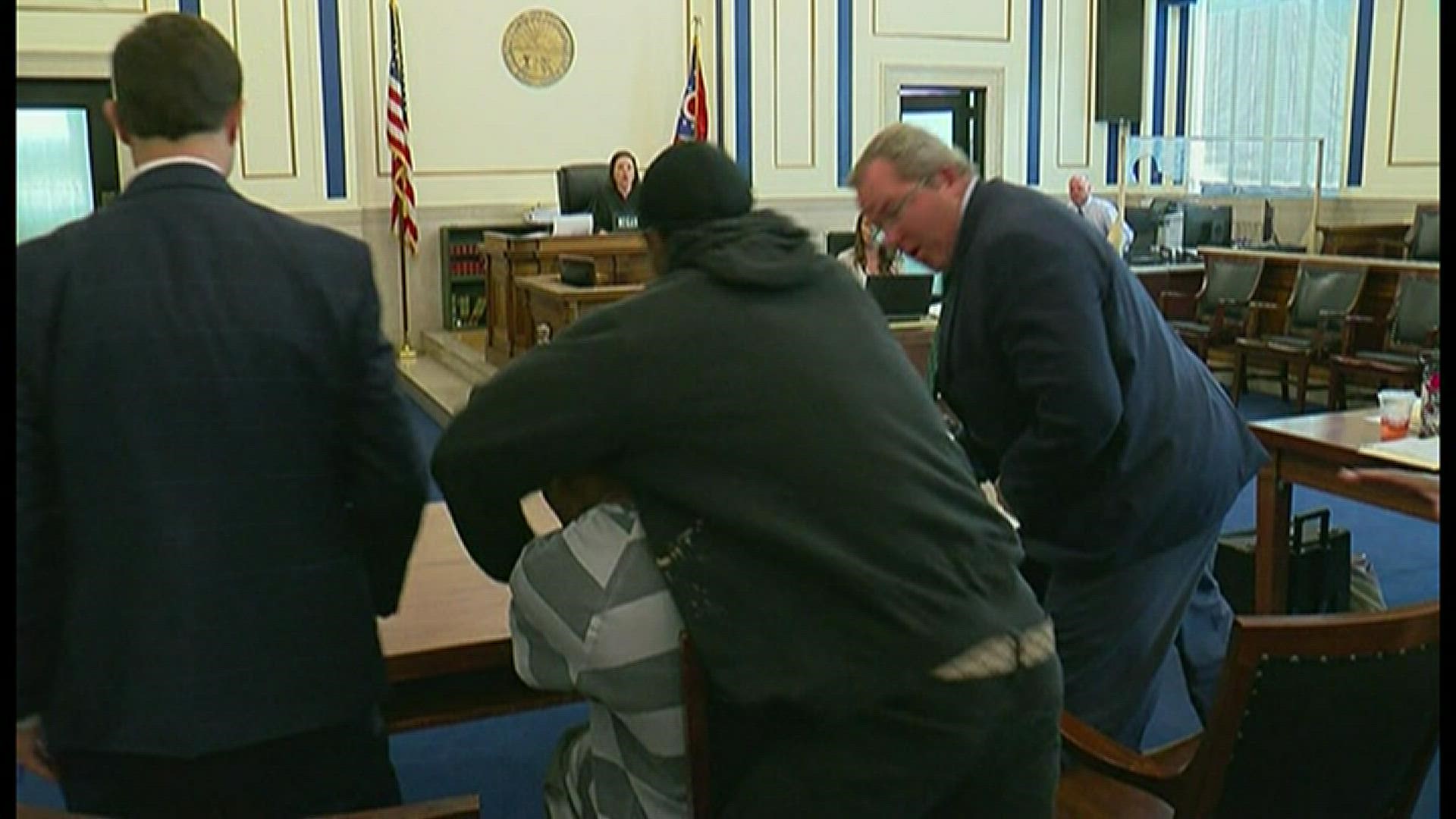Antonio Hughes lunged at and punched DeSean Brown several times in a Cincinnati court on Thursday.