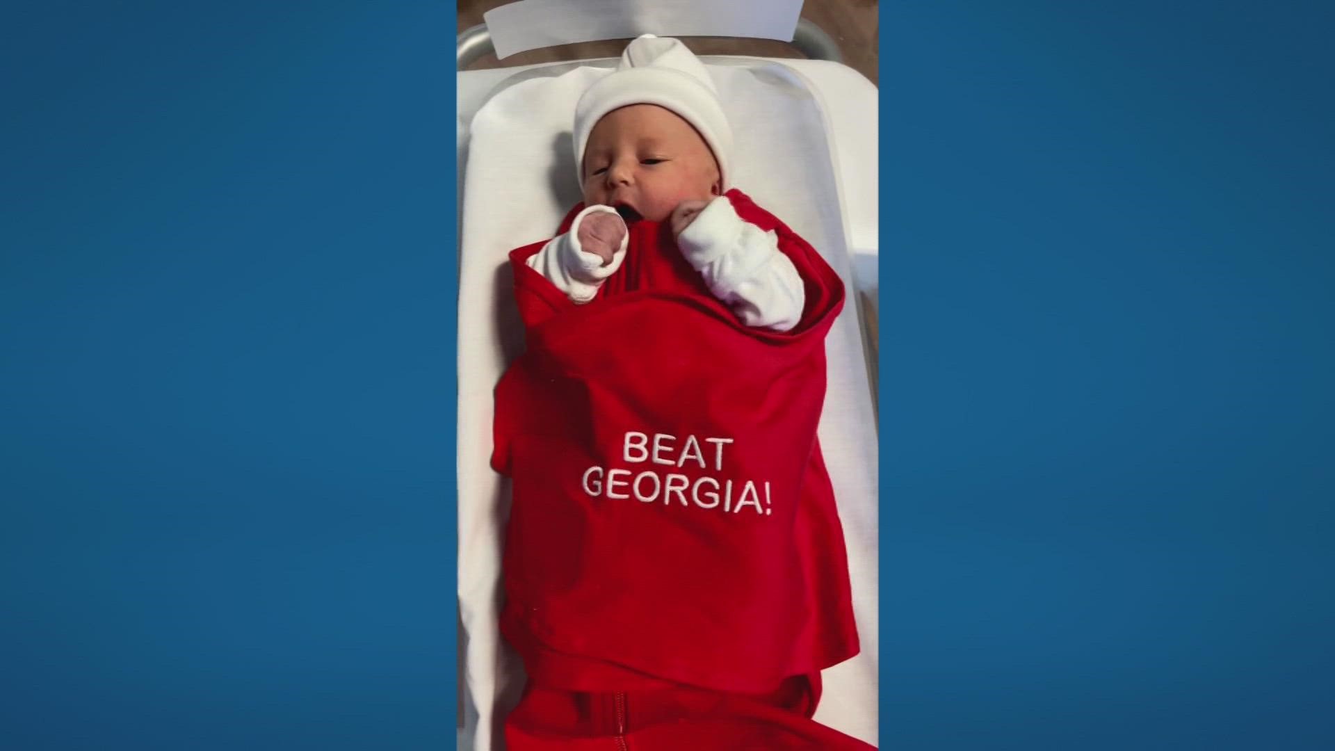 Every baby born this week at the Wexner Medical Center is wrapped in their own ‘Beat Georgia’ swaddle.