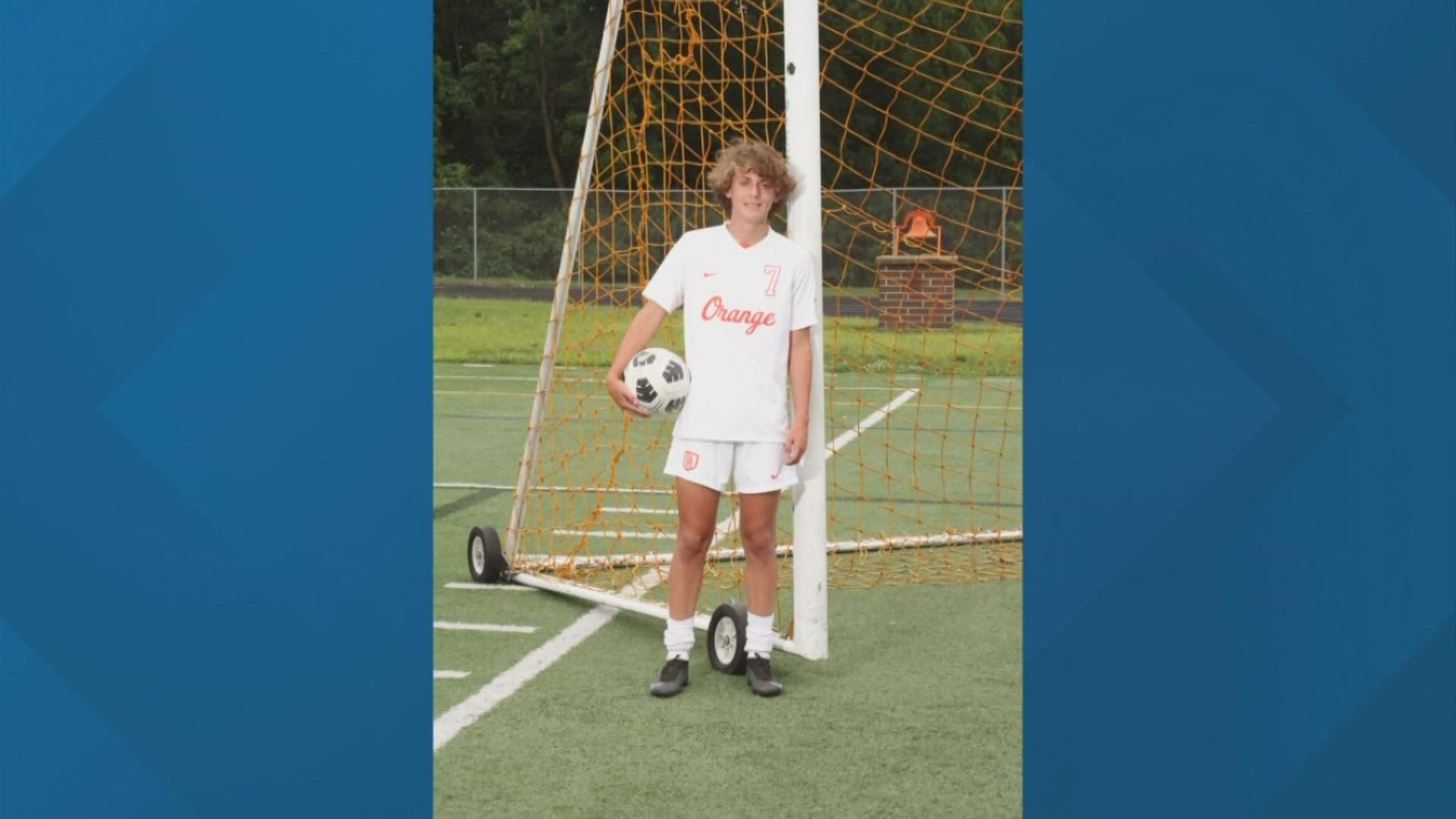 An Olentangy Orange High School soccer player is in the hospital after the district says he was injured during a game on Saturday.