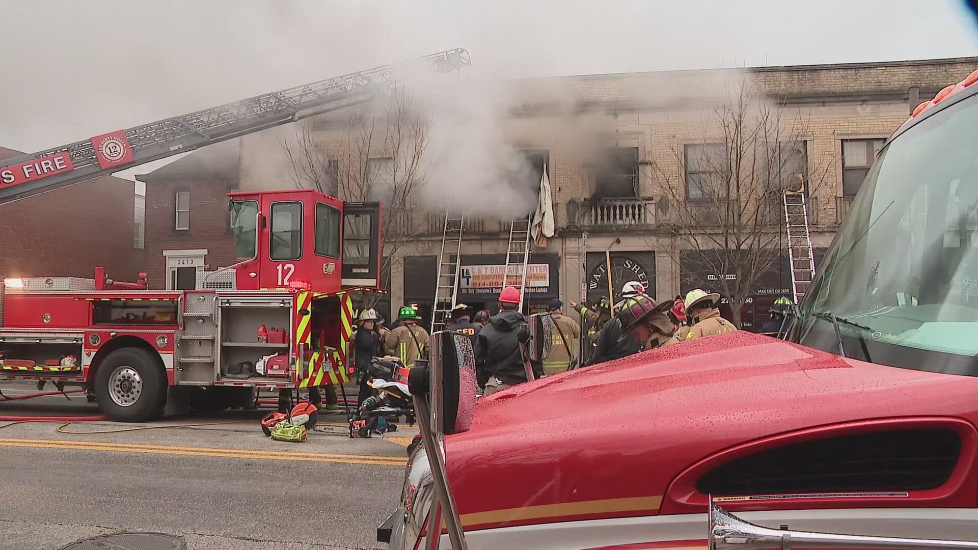 The fire happened in the 2400 block of West Broad Street at North Eureka Avenue sometime before 12:30 p.m. The blaze was called out as a second-alarm fire.