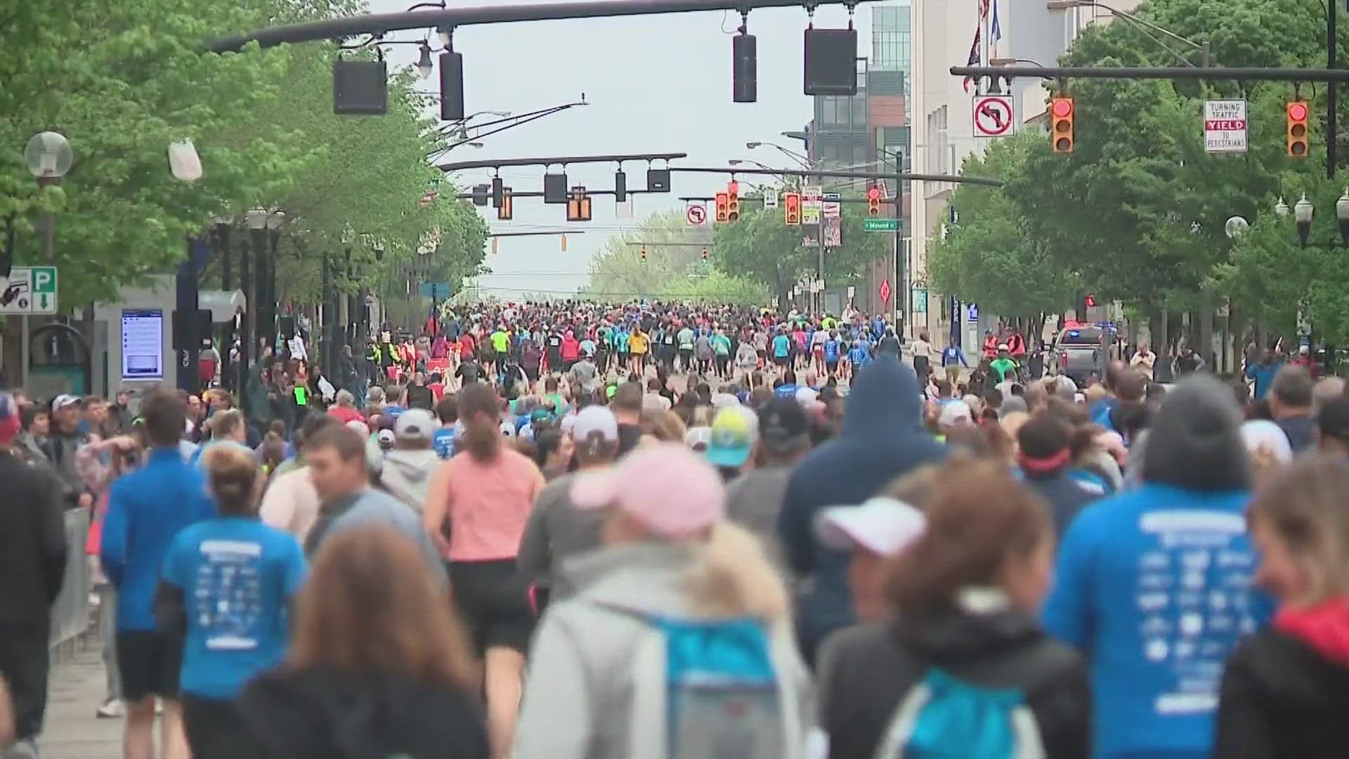 Organizers said that about 12,000 people participated in the 20th annual race on Saturday.