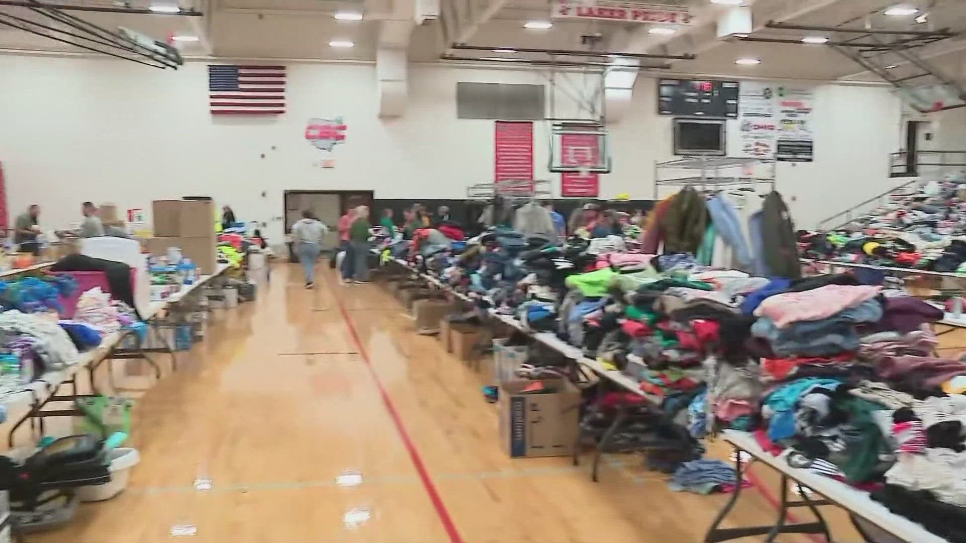 In just hours, school staff and volunteers filled the gymnasium.