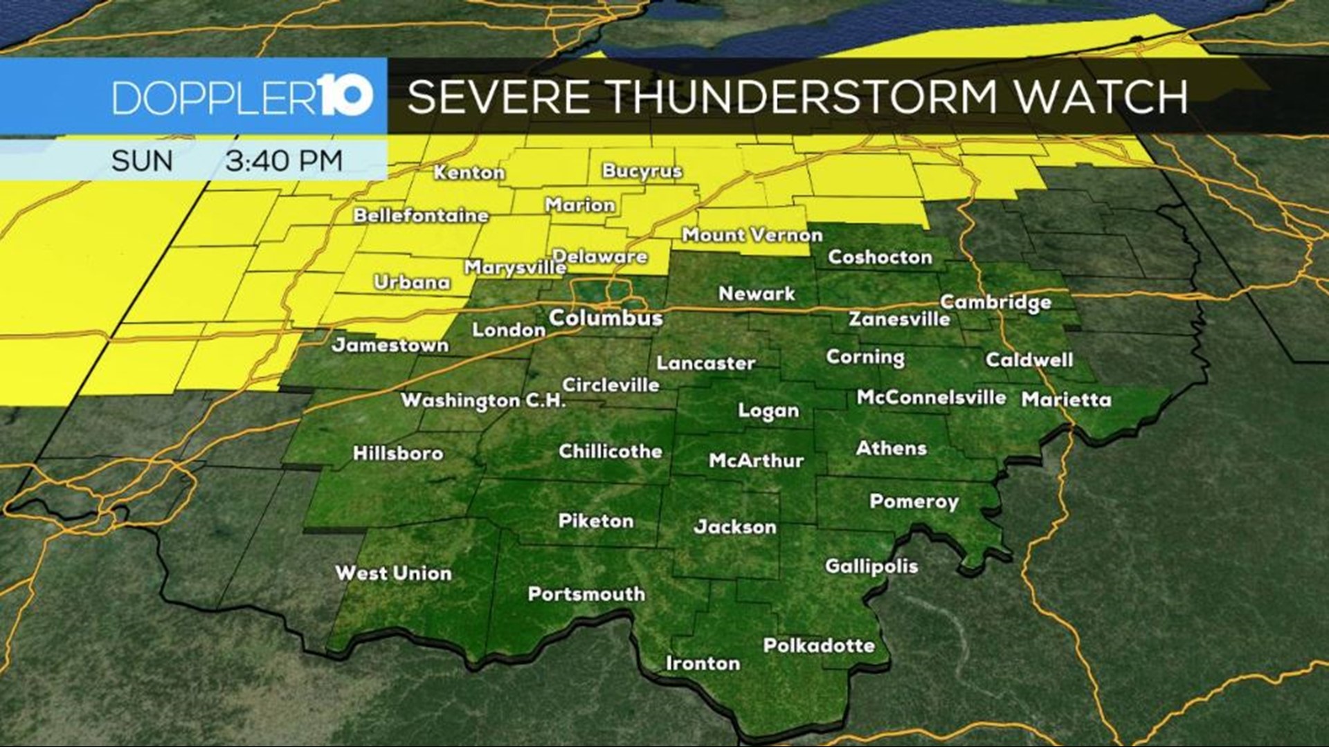 Severe Thunderstorm Watch Issued For Parts Of Central Ohio Until 10 Pm
