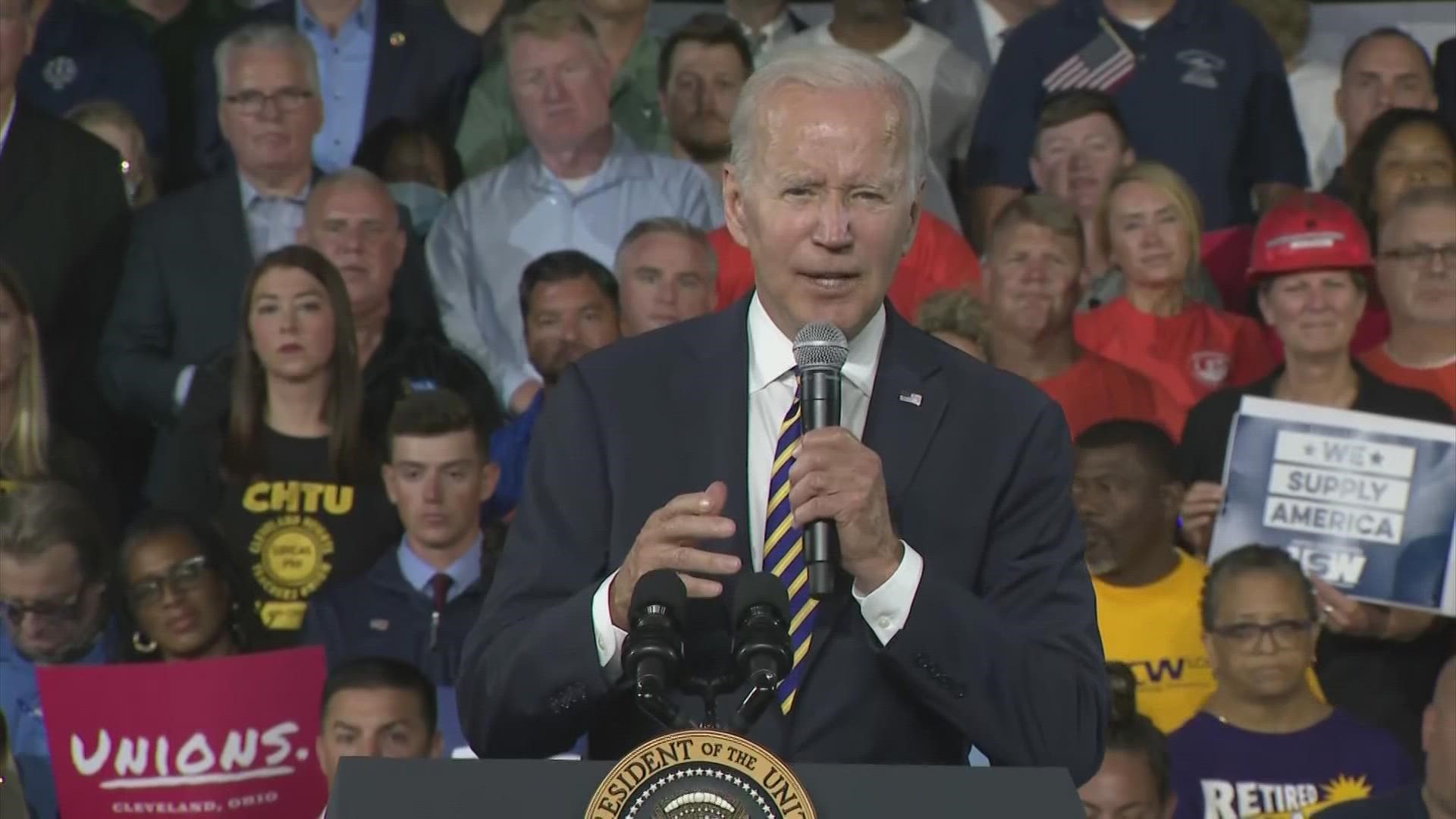 President Joe Biden visited Ohio iron workers to highlight federal action to shore up troubled pension funding for millions now on the job or retired.