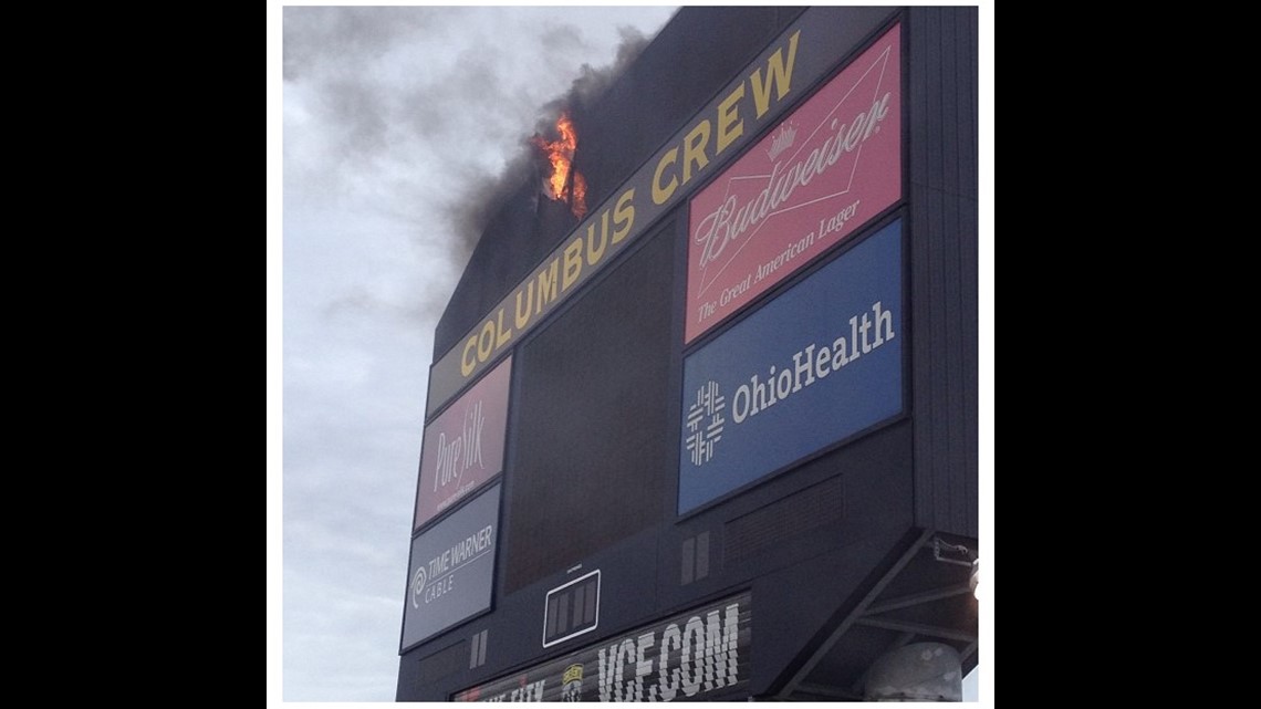 The Columbus Crew Stadium scoreboard caught on fire before match