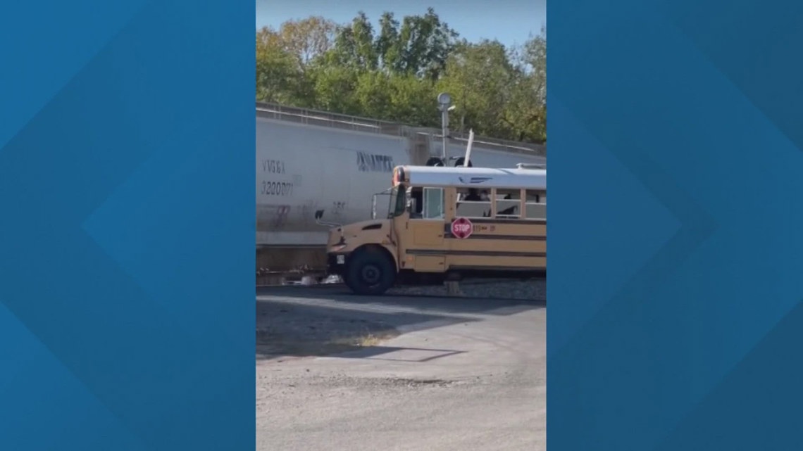 Video shows Columbus school bus barely miss getting hit by train | 10tv.com