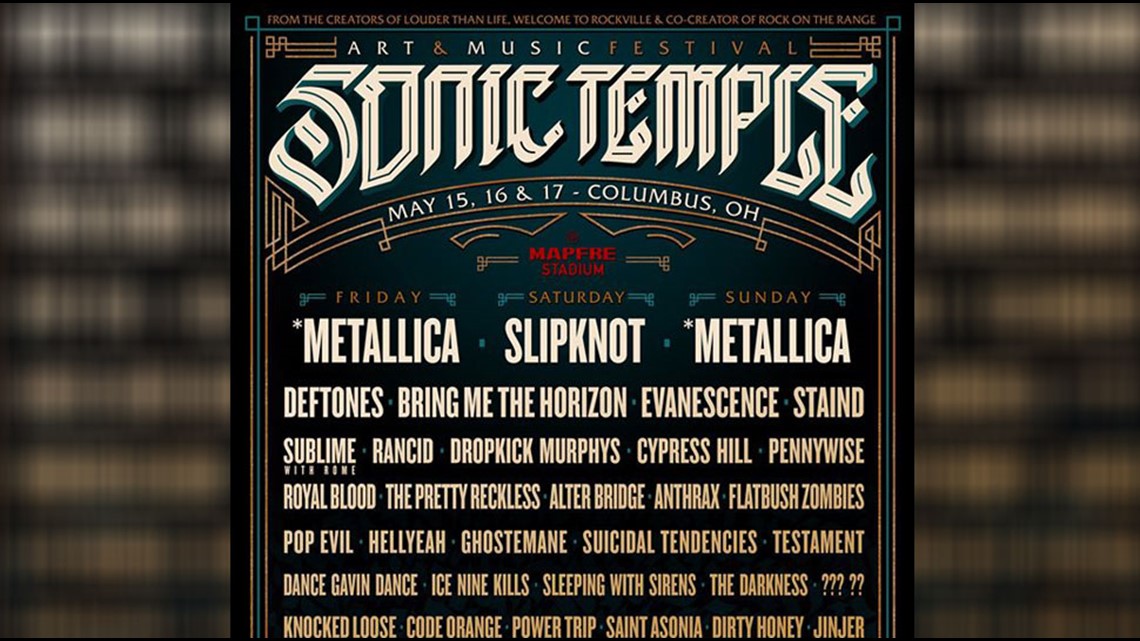 Lineup For Announced For Sonic Temple In Columbus Metallica