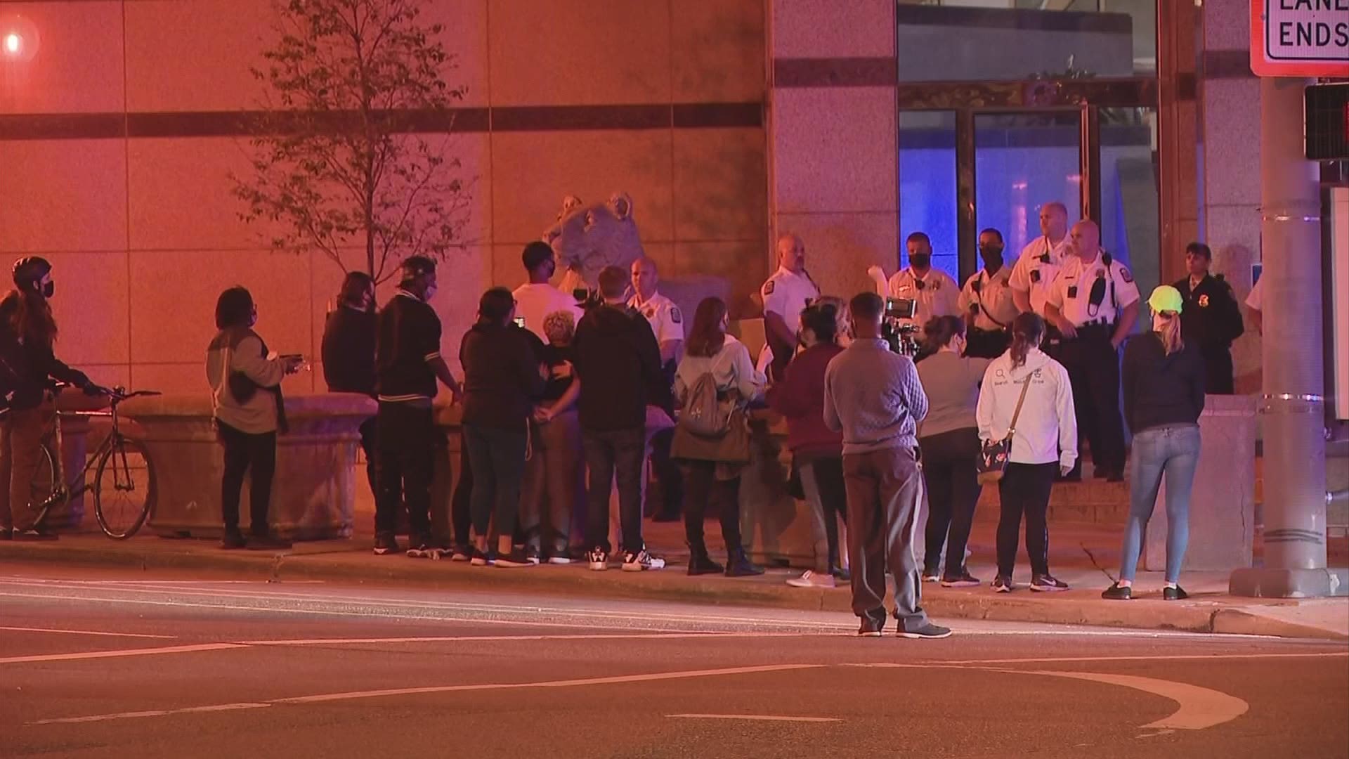 People protesting the deaths of people by law enforcement officers were able to briefly get inside Columbus Division of Police Headquarters Tuesday night.