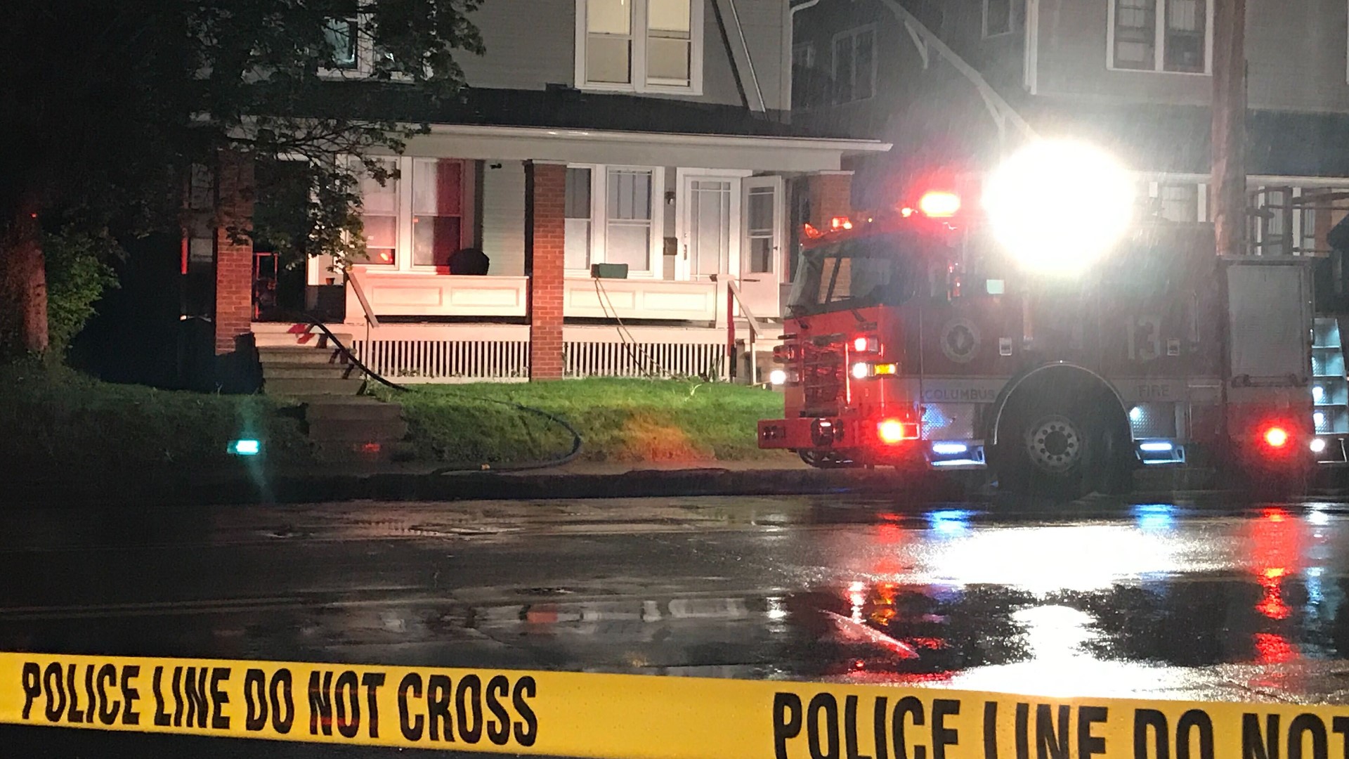 A woman was taken to a hospital in critical condition after a fire at a home on Indianola Avenue in Clintonville Monday morning.