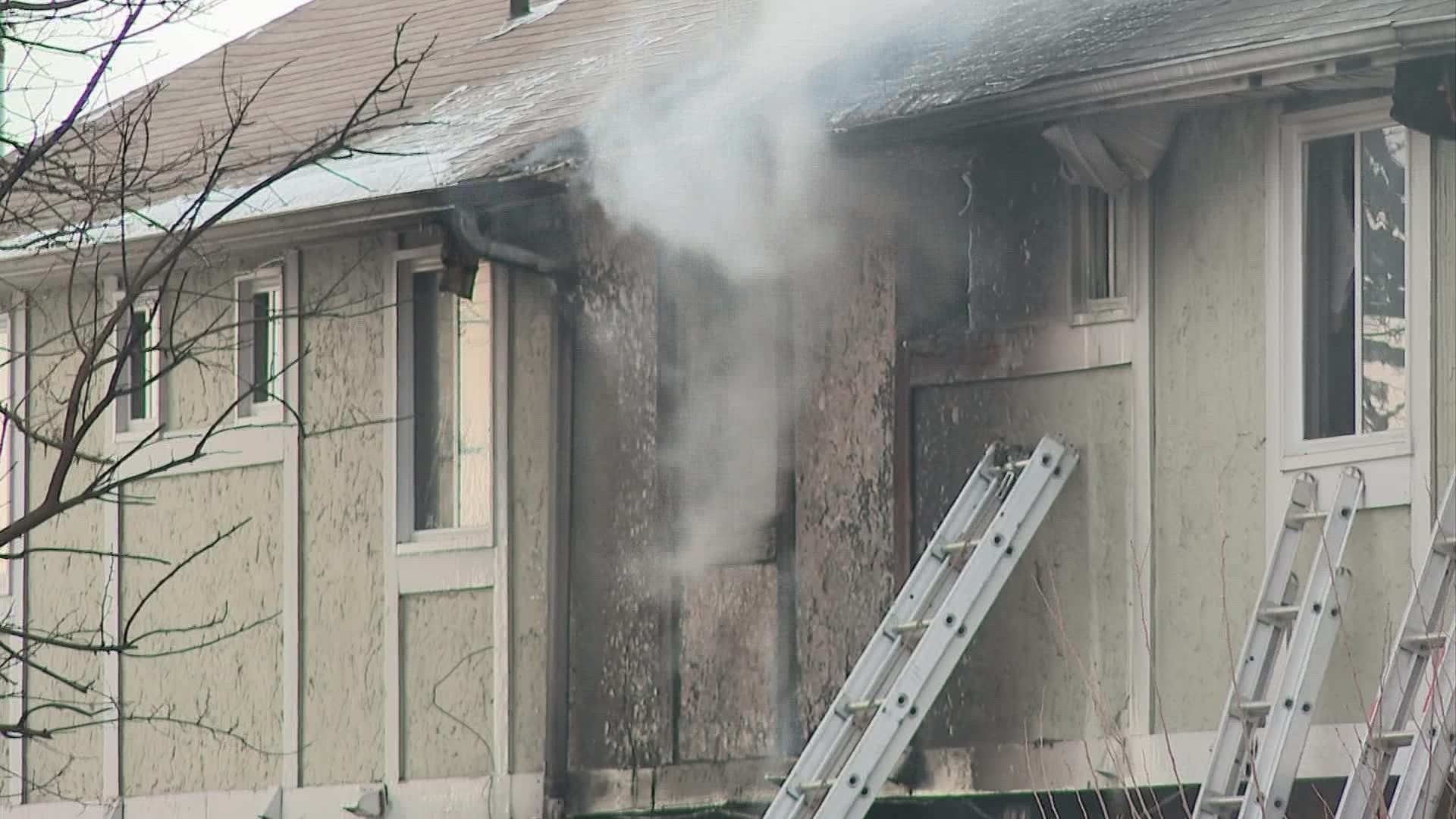 A woman was found dead after a fire at a townhome complex in east Columbus Saturday afternoon.