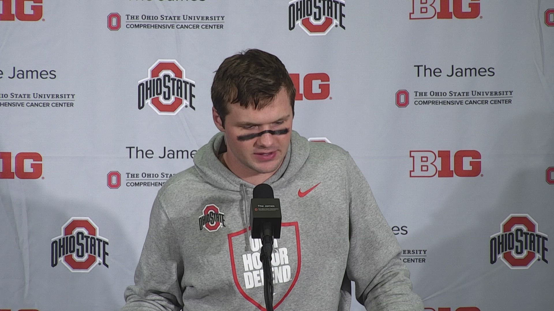 Ohio State quarterback Kyle McCord discusses 20-12 victory over Penn State.