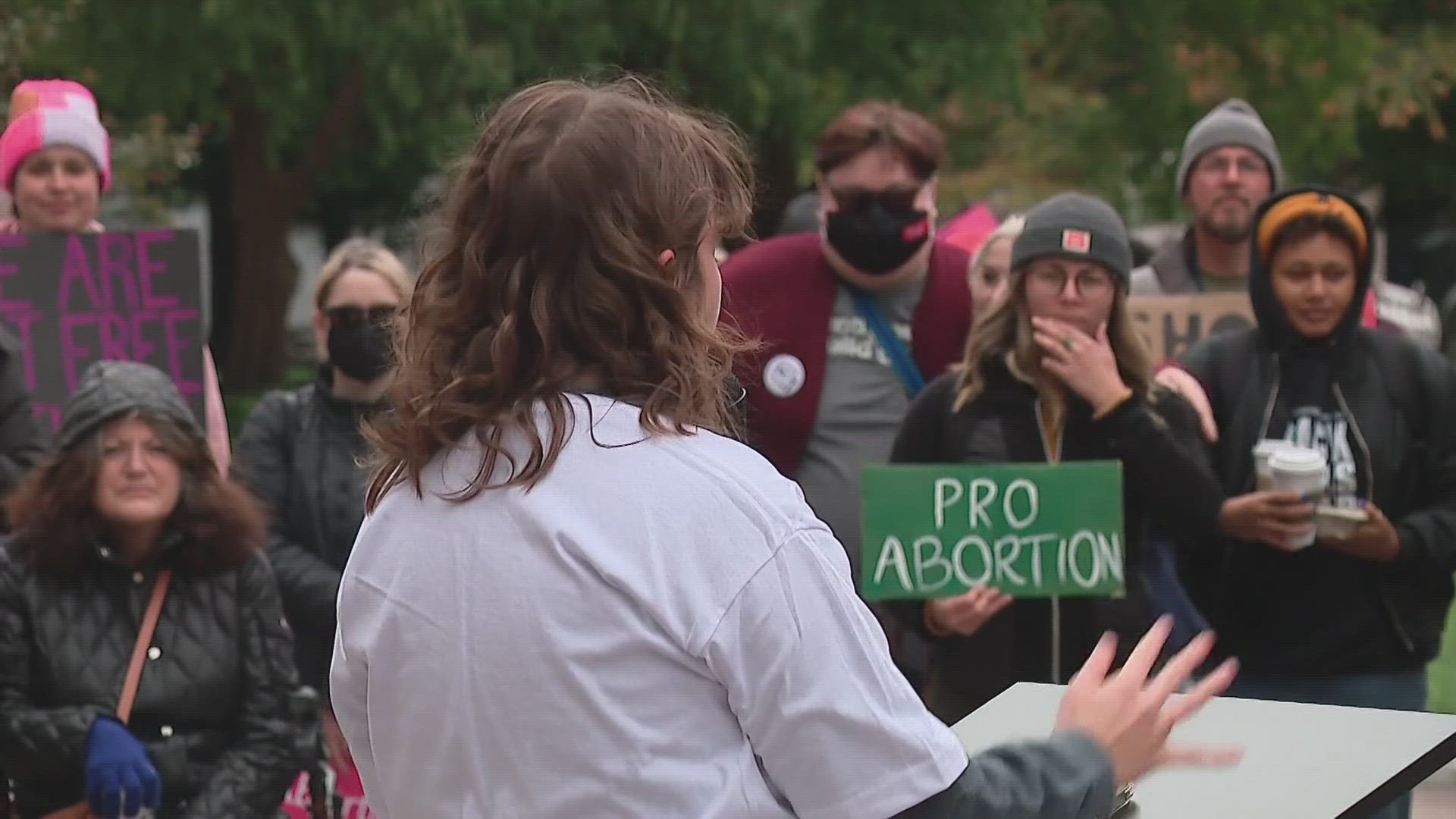 The rally in Columbus was one of six across the state organized by Ohioans United for Reproductive Rights.