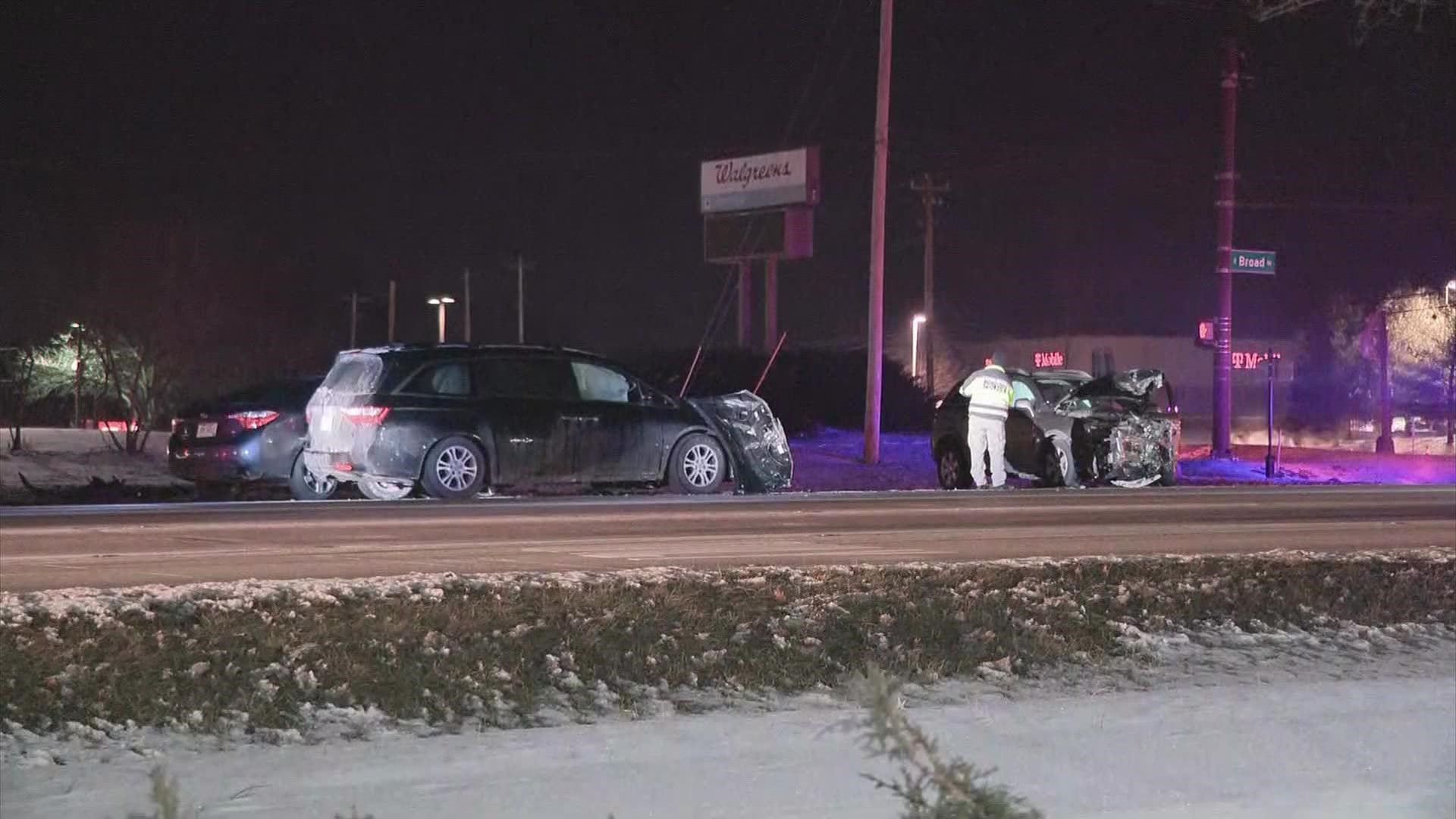 The crash happened Wednesday around 7:45 p.m. on East Broad Street near North Waggoner Road.