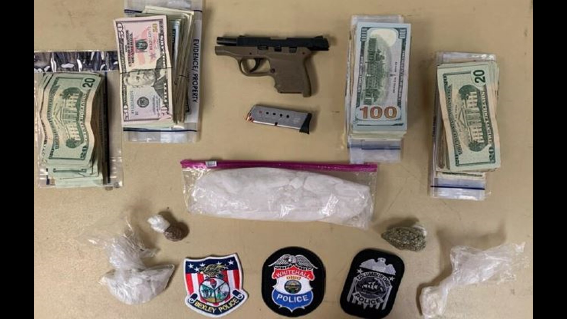 Police Make Felony Arrests Seize Drugs Cash Stolen Gun From Hilltop Residence