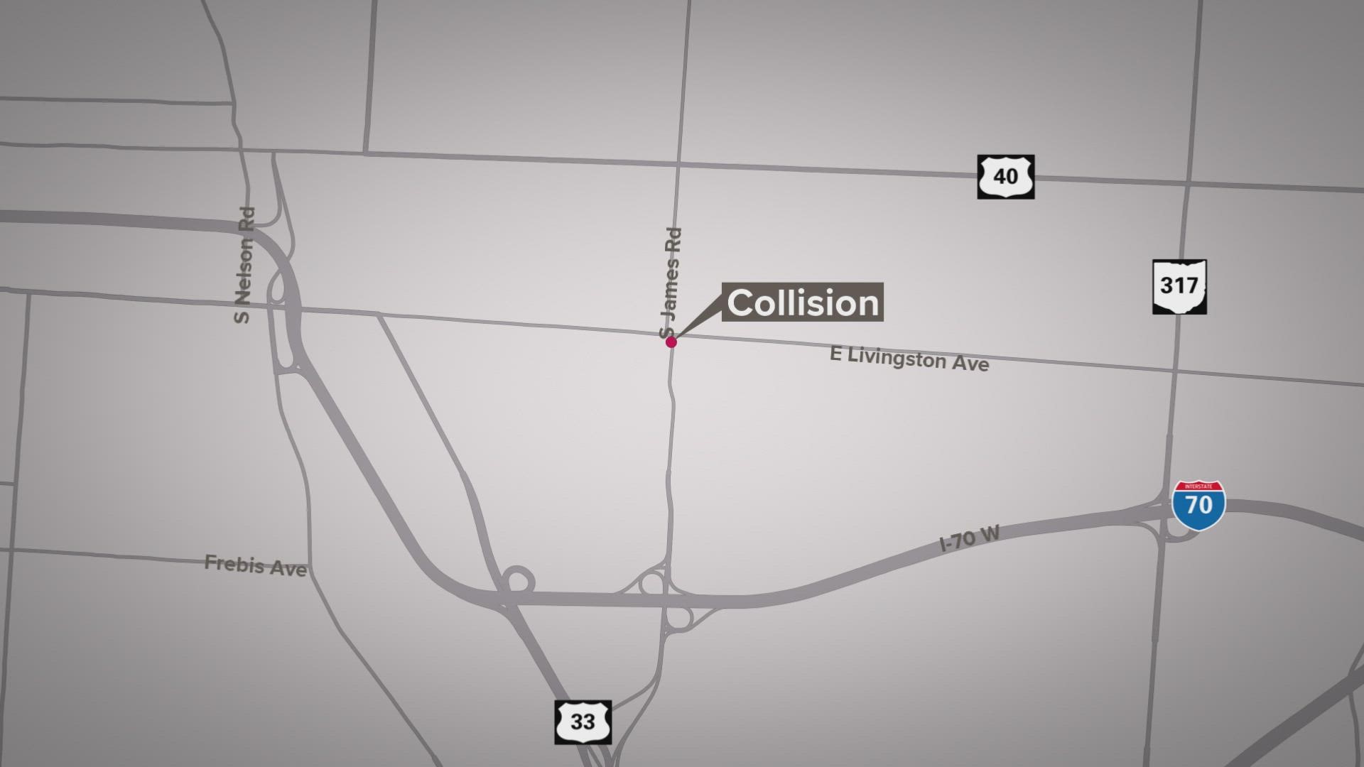 The crash happened around 4:35 a.m. at the intersection of E. Livingston Avenue and S. James Road, according to police.