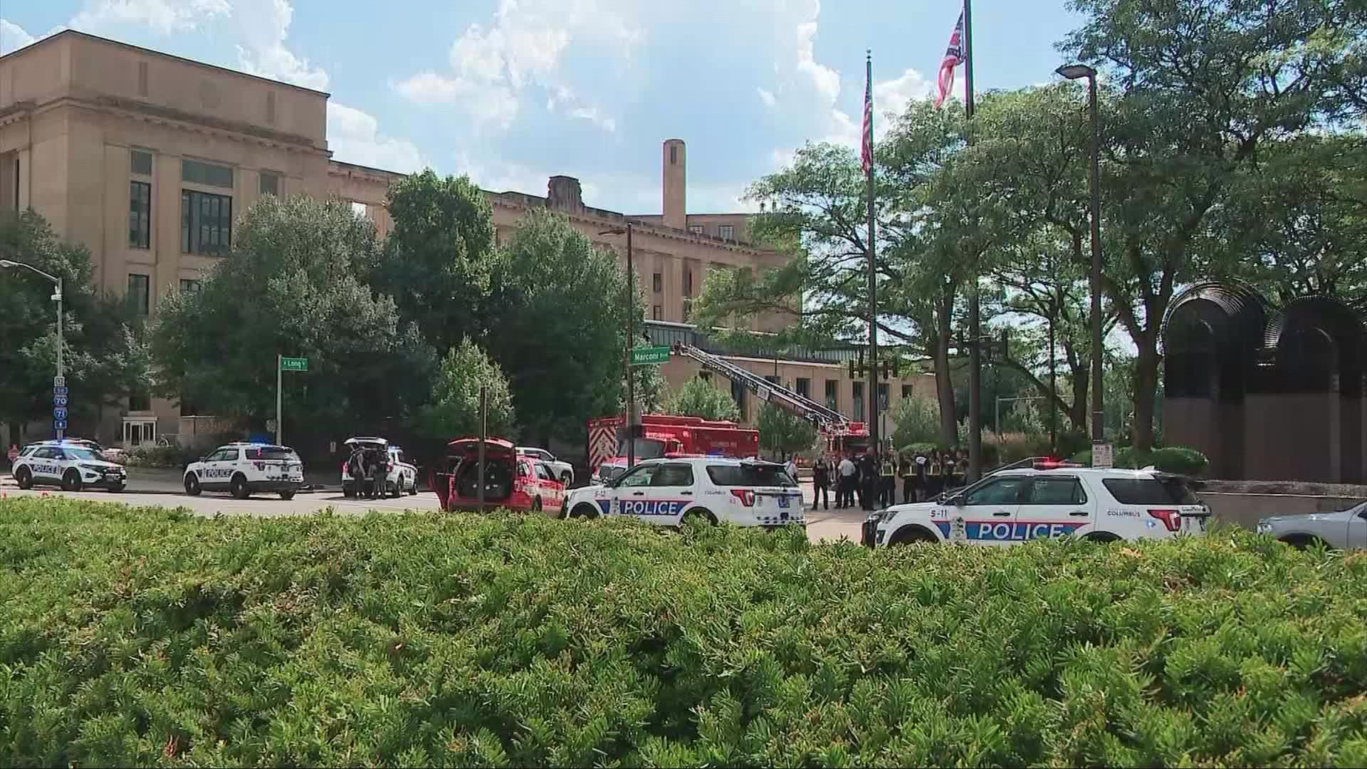 Several roads surrounding a federal courthouse were shut down and a bomb squad unit with the Columbus Division of Fire was called to the scene.