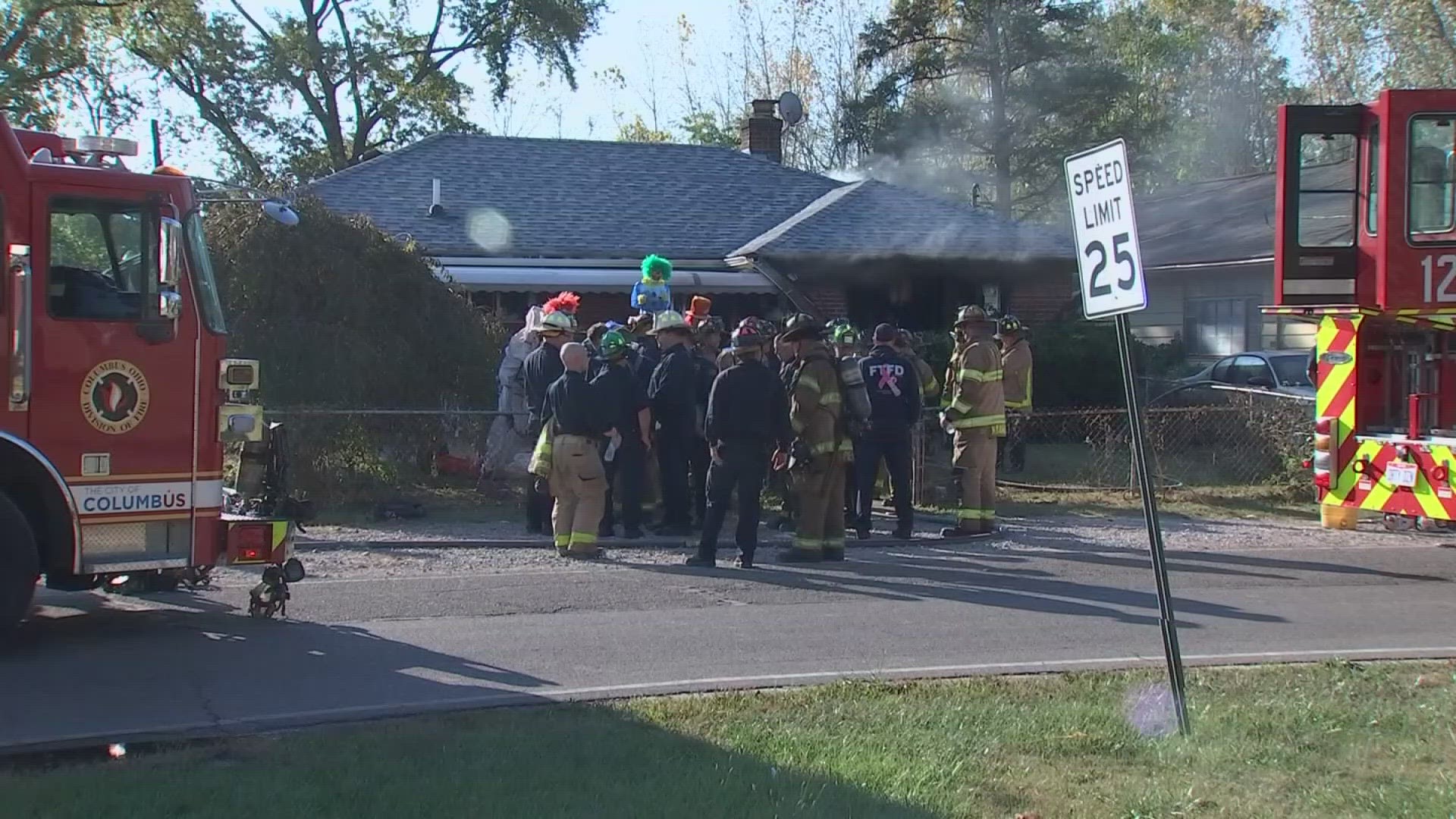 Columbus Fire Battalion Chief Jeffrey Geitter said two firefighters were trapped inside the basement, but they were able to escape without needing treatment.