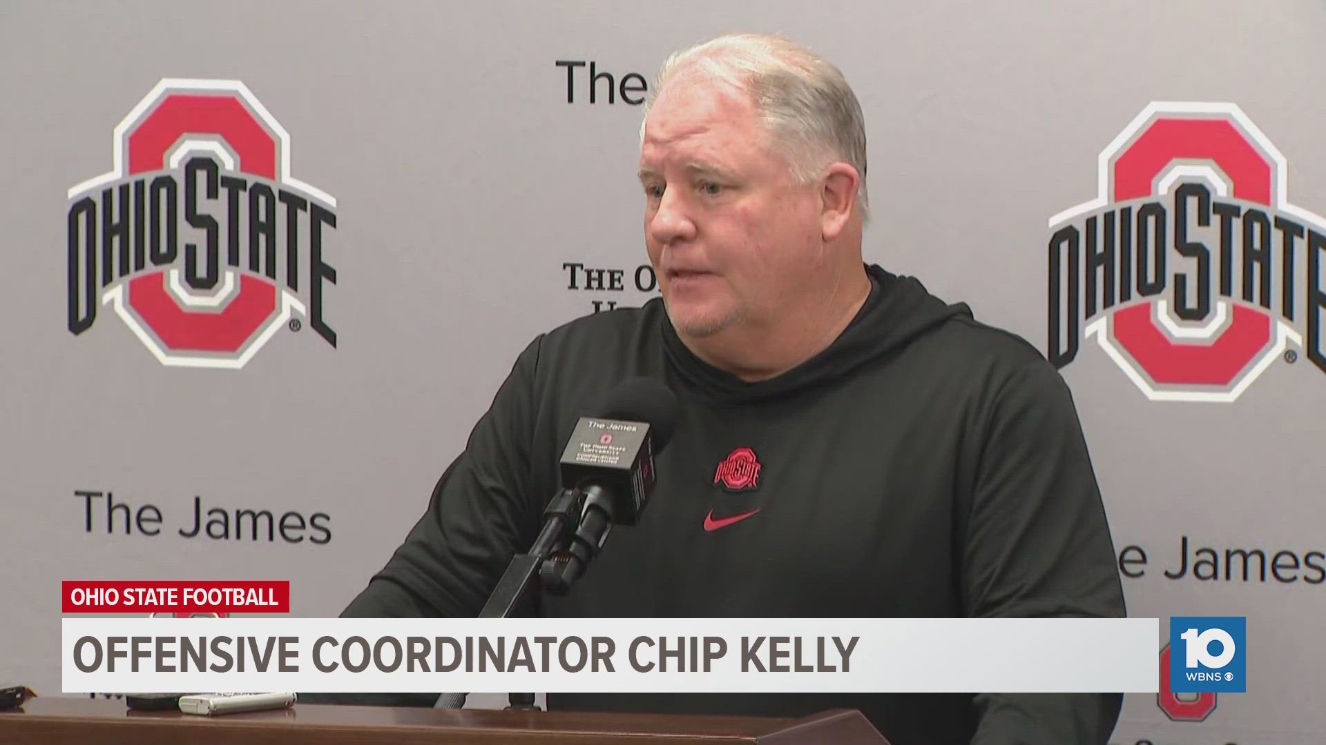 Offensive coordinator Chip Kelly spoke during the weekly media briefing Tuesday from the Woody Hayes Athletic Center. 