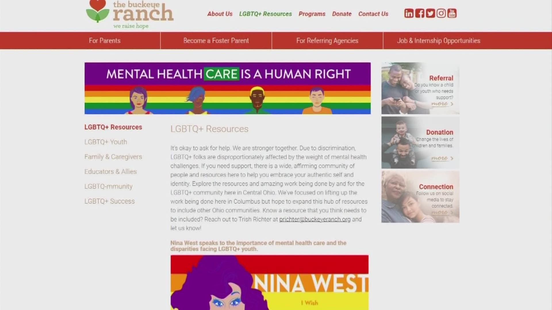 The Buckeye Ranch is teaming up with Nina West to bring awareness to mental health needs in the LGBTQ+ community.