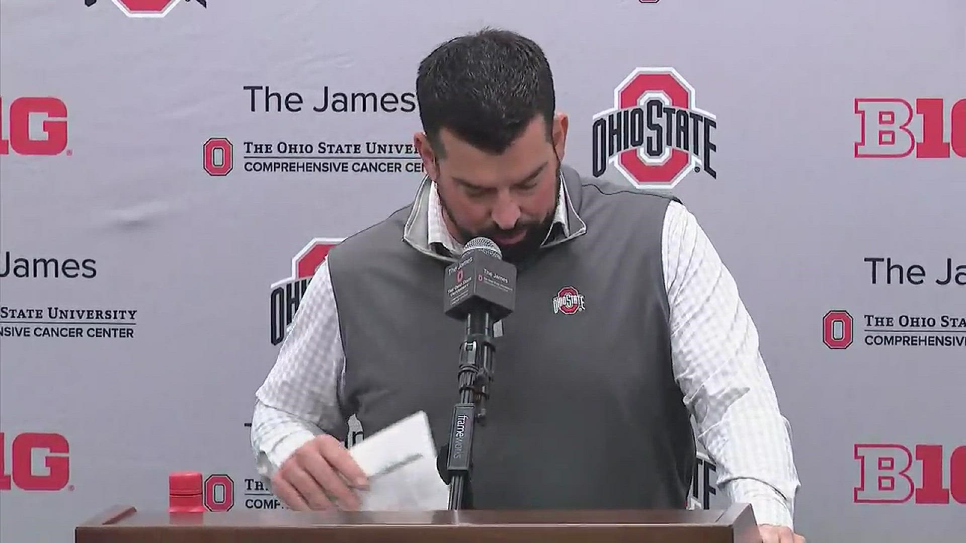 Ohio State's head coach provides an update on his team's progress this spring ahead of this weekend's annual Spring Game.