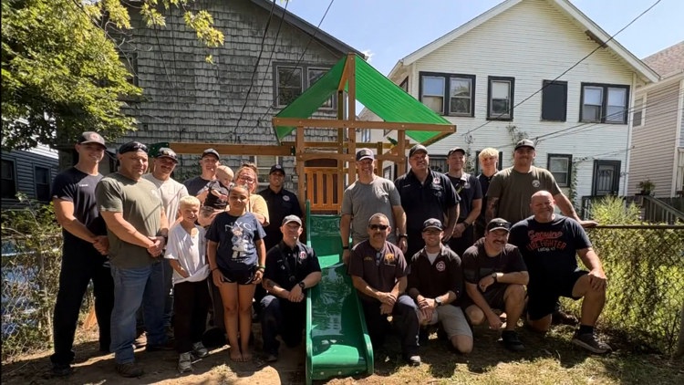 Ohio firefighters build playground for 1-year-old boy battling cancer