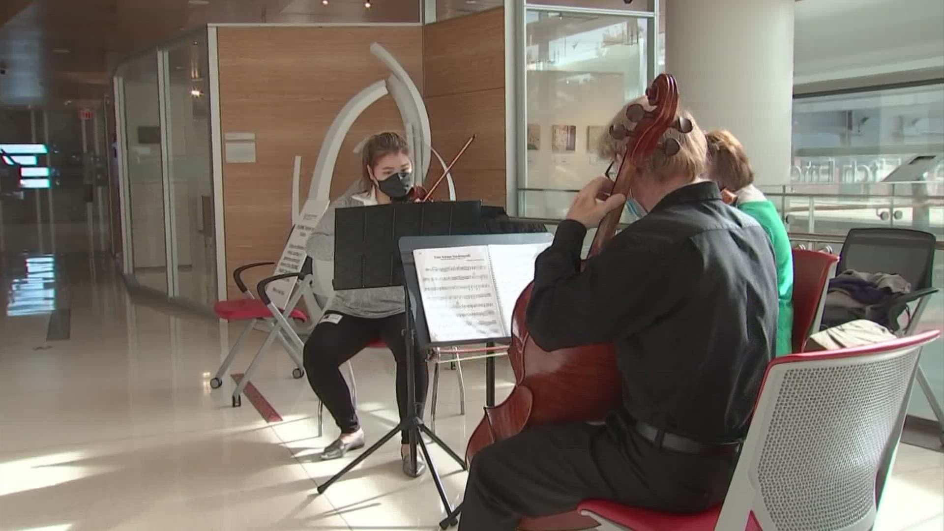 The musicians perform at the OSU network of hospitals weekly through the OSUWMC Health Care Workers Wellness Fund.