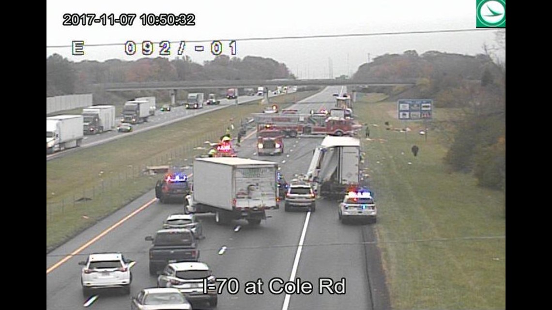 Crash involving 2 semis closes I70 east in Hilliard