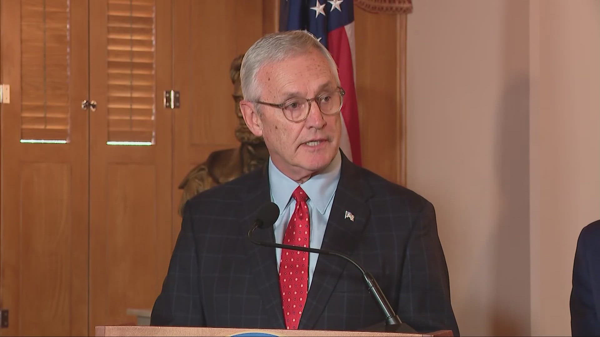 During a news conference on Monday, Jim Tressel thanked Gov. Mike DeWine for the nomination, adding that it was a surprise.