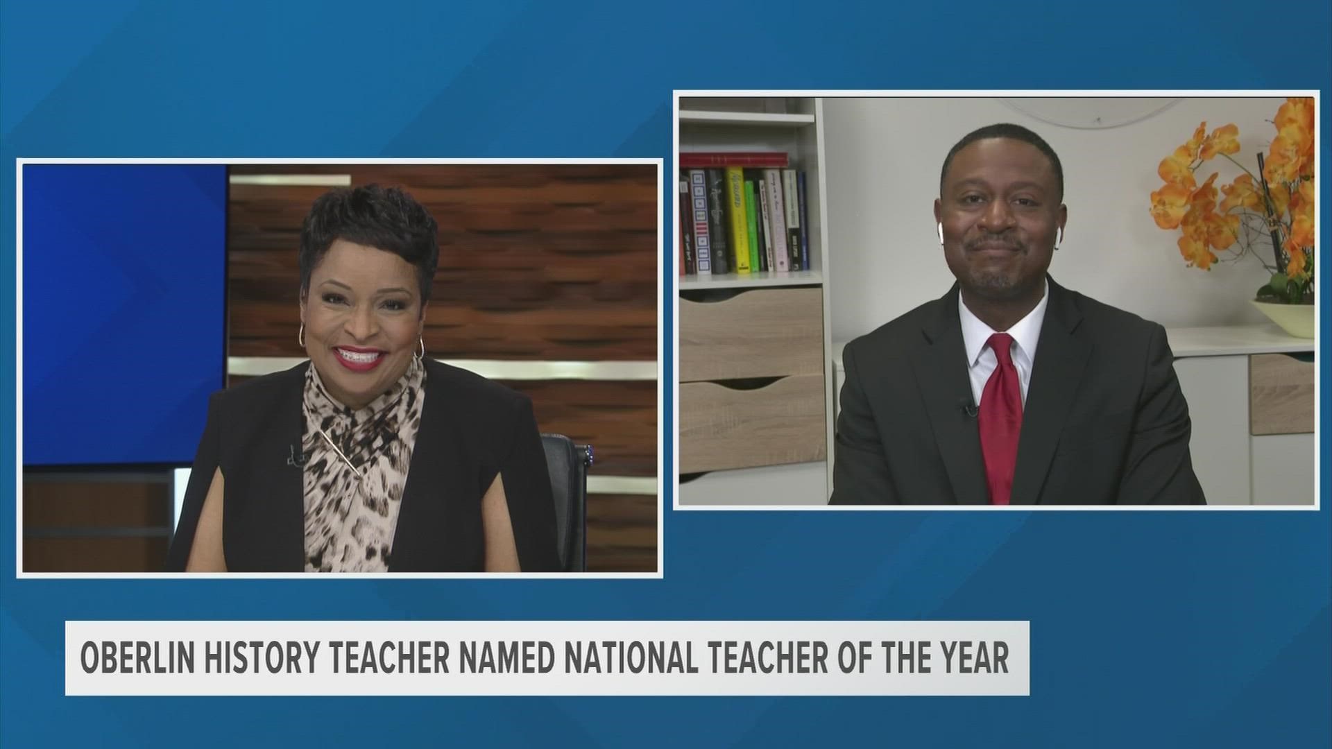 10TV anchor Tracy Townsend spoke with Kurt Russell on Tuesday, who won National Teacher of the Year for 2022.