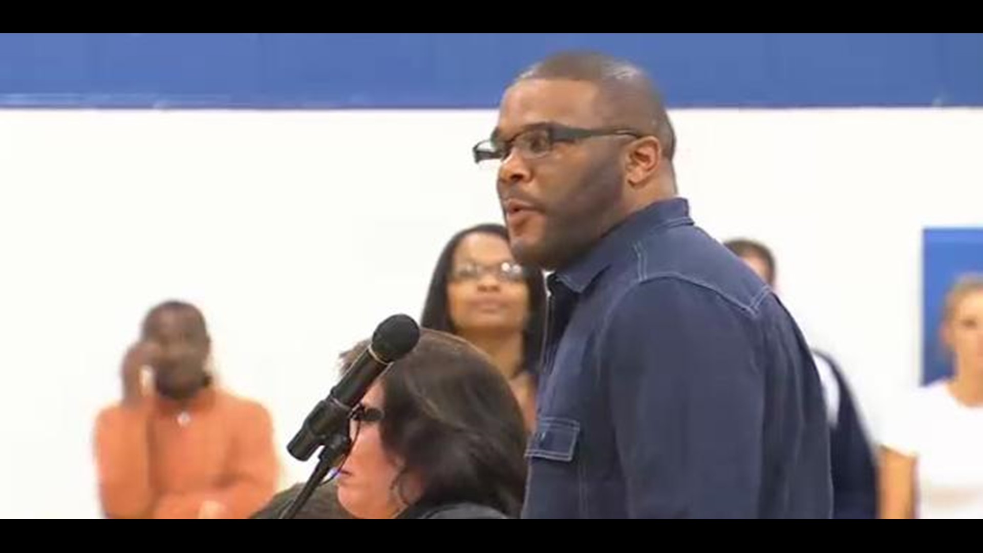 Tyler Perry Makes Surprise Visit To Middle School, Leaves Donation