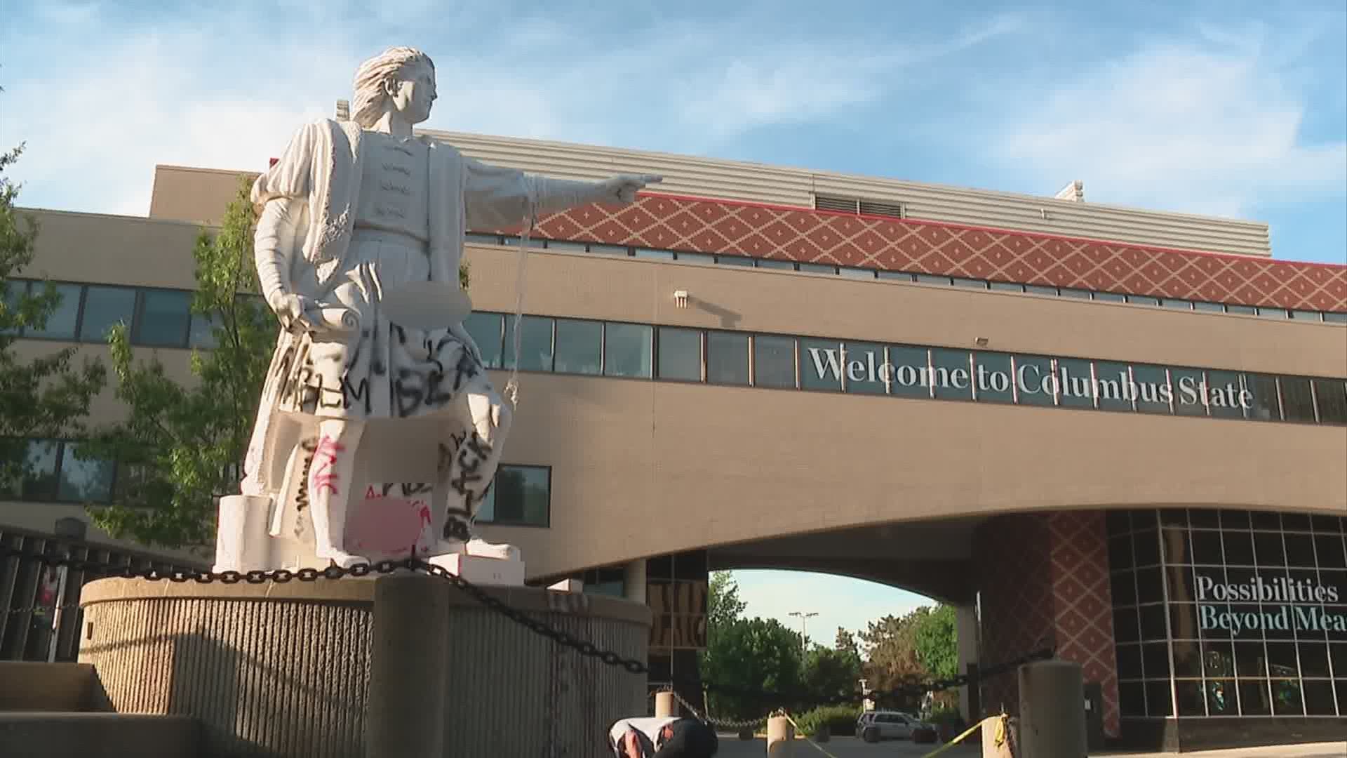 CSCC statue vandalized in the early morning.