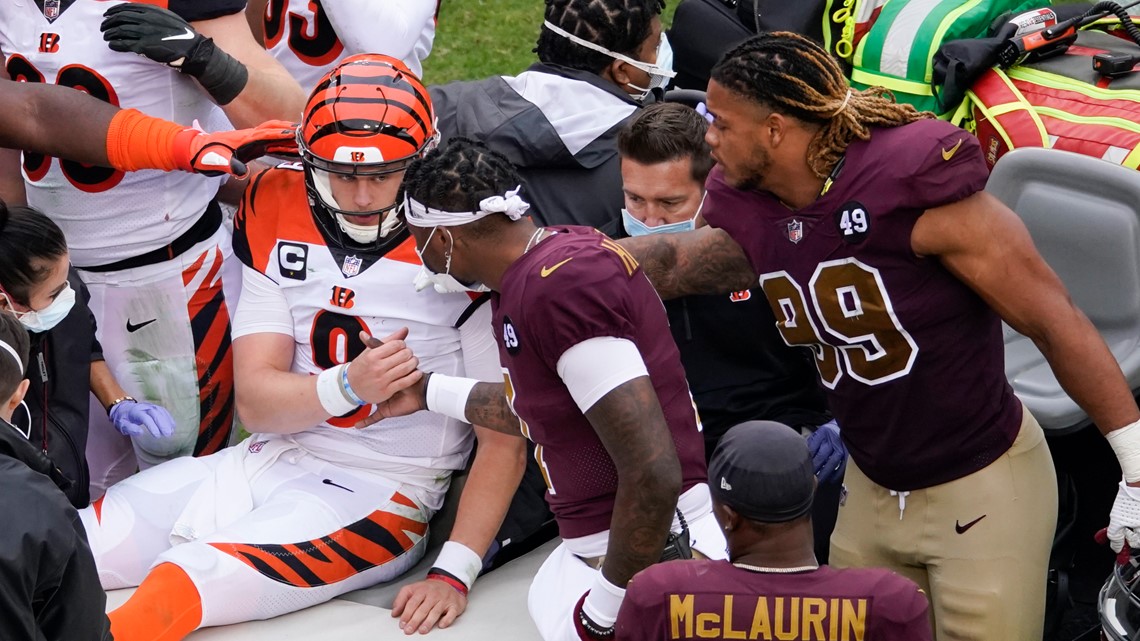 See ya next year': No1 pick Joe Burrow carted off in Bengals loss