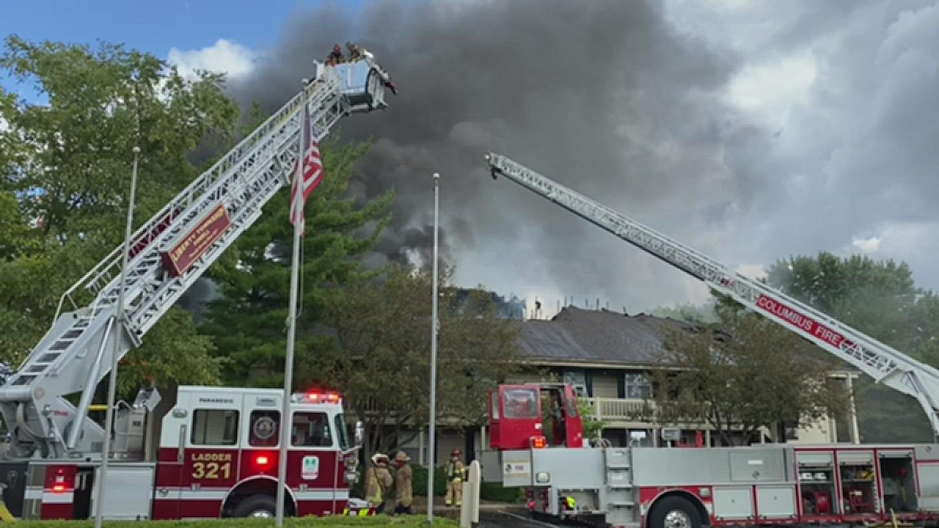 After the roof collapsed, Columbus fire declared the second story of the 16-unit apartment complex a loss.