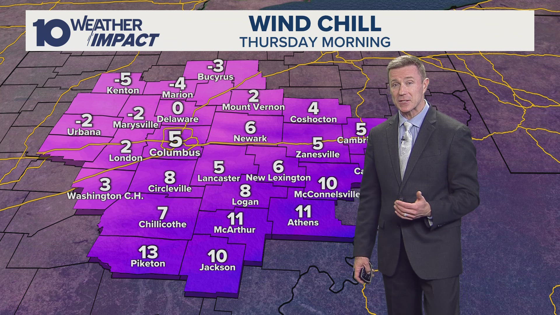 Wind chills will be near zero.