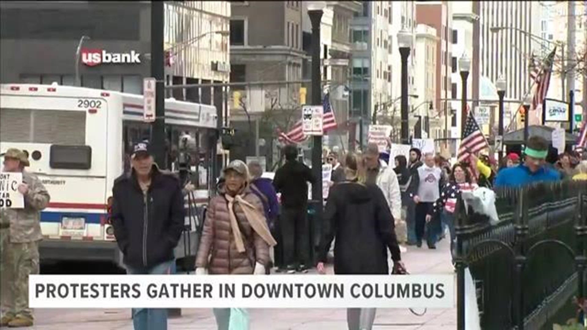 Protestors rally against state closures at Ohio Statehouse amid coronavirus pandemic