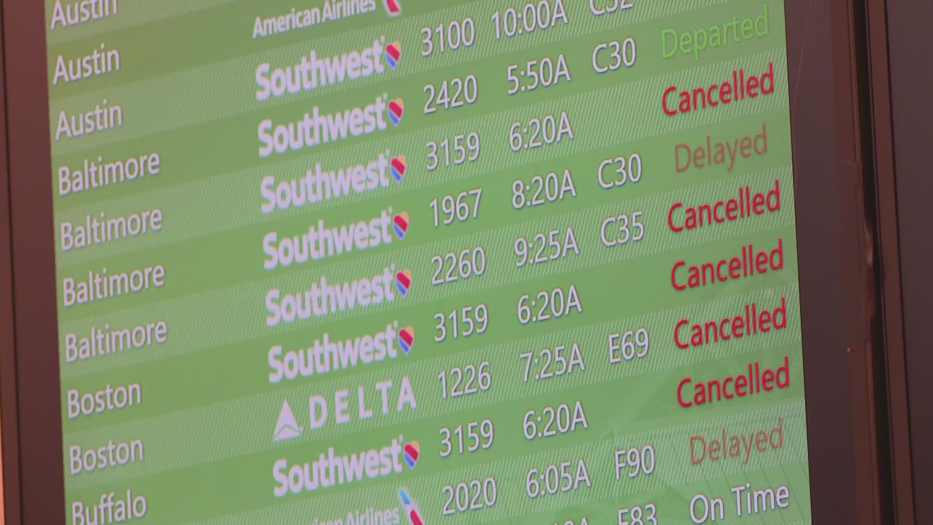 Another 2,500 flights are being pulled from arrival and departure boards Wednesday and more are expected throughout the day.