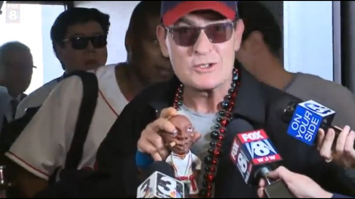 Charlie Sheen Wears 'Major League' Uniform to Cheer Indians