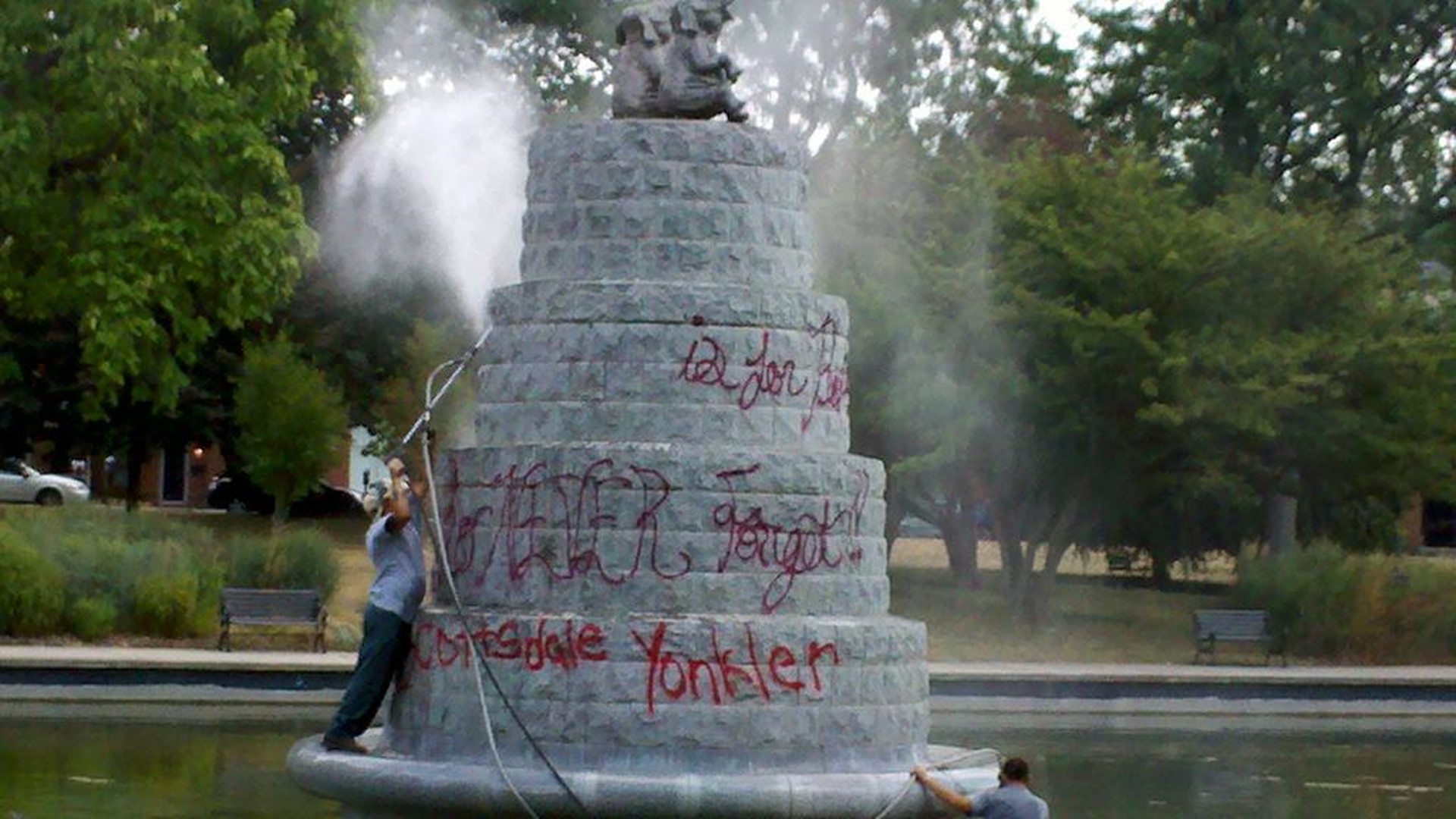 Vandals Deface Goodale Park Fountain