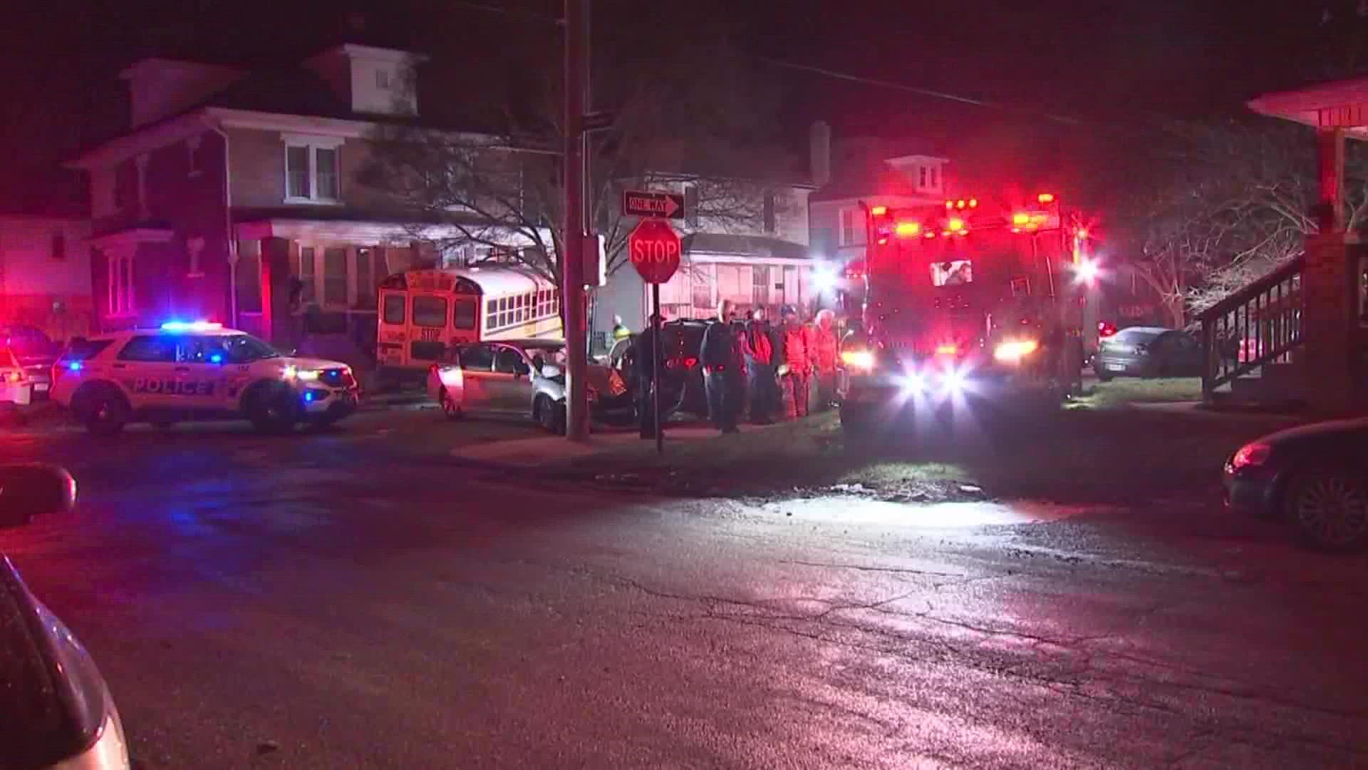 The bus crashed into a home on Palmetto Street and South Highland Avenue around 6:10 a.m. after colliding with a car.