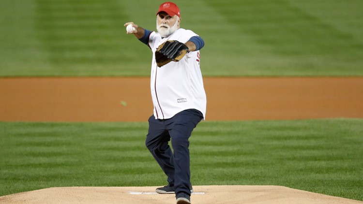 Who is throwing out the first pitch at Game 5 of World Series